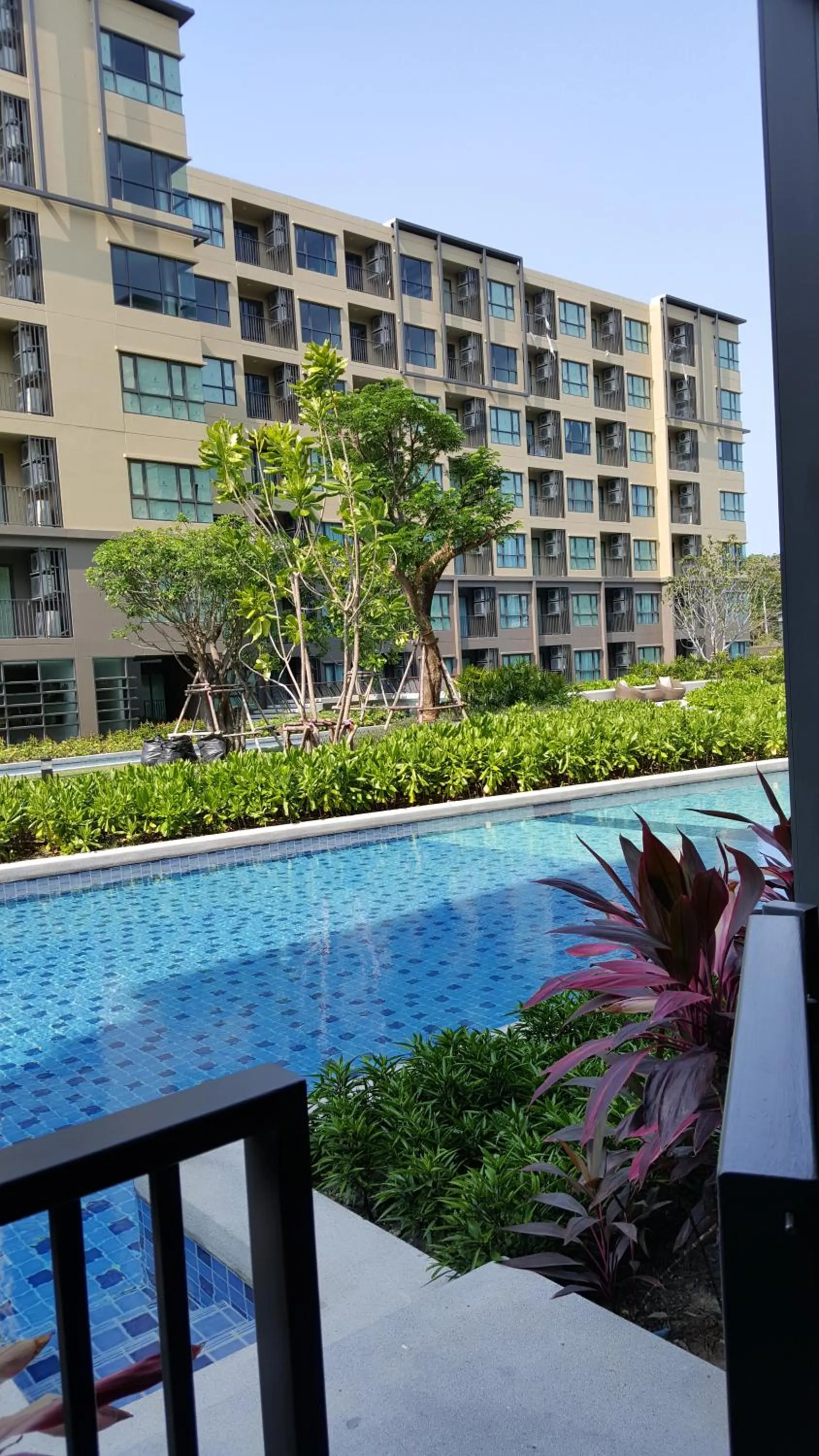 Balcony/Terrace in The Relaxing Room Pool Access at Rain Resort Condominium Cha Am- Hua Hin