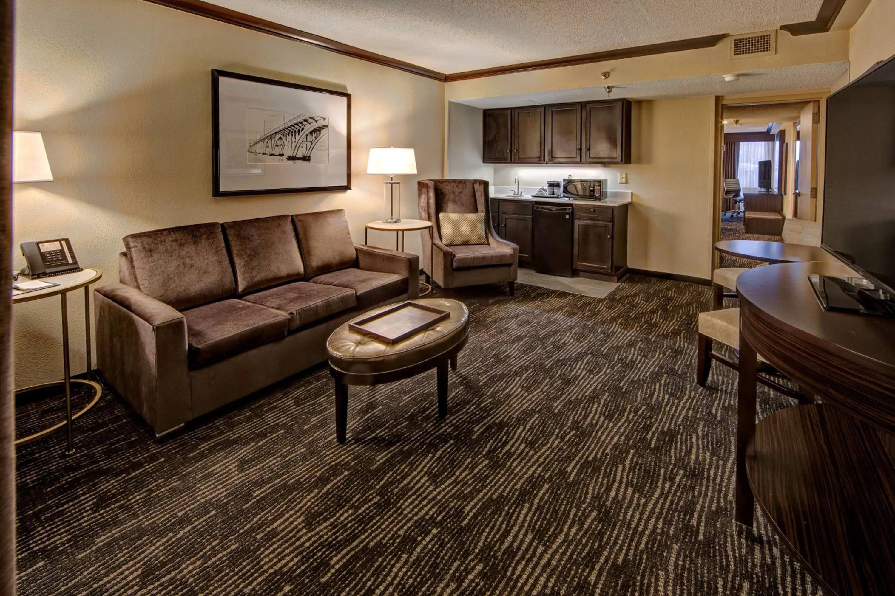 Living room in DoubleTree by Hilton Decatur Riverfront