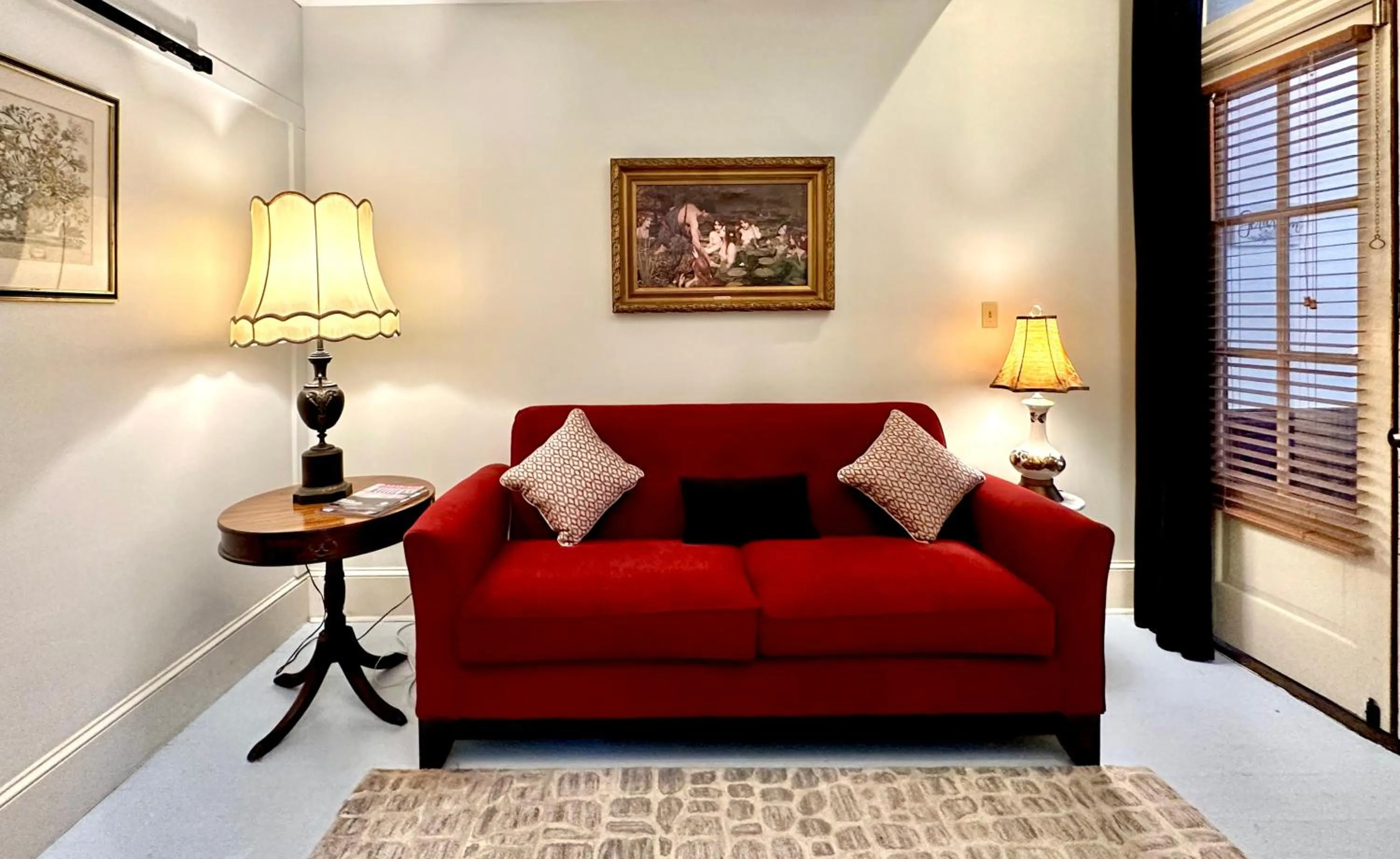 Seating area in Amethyst Garden