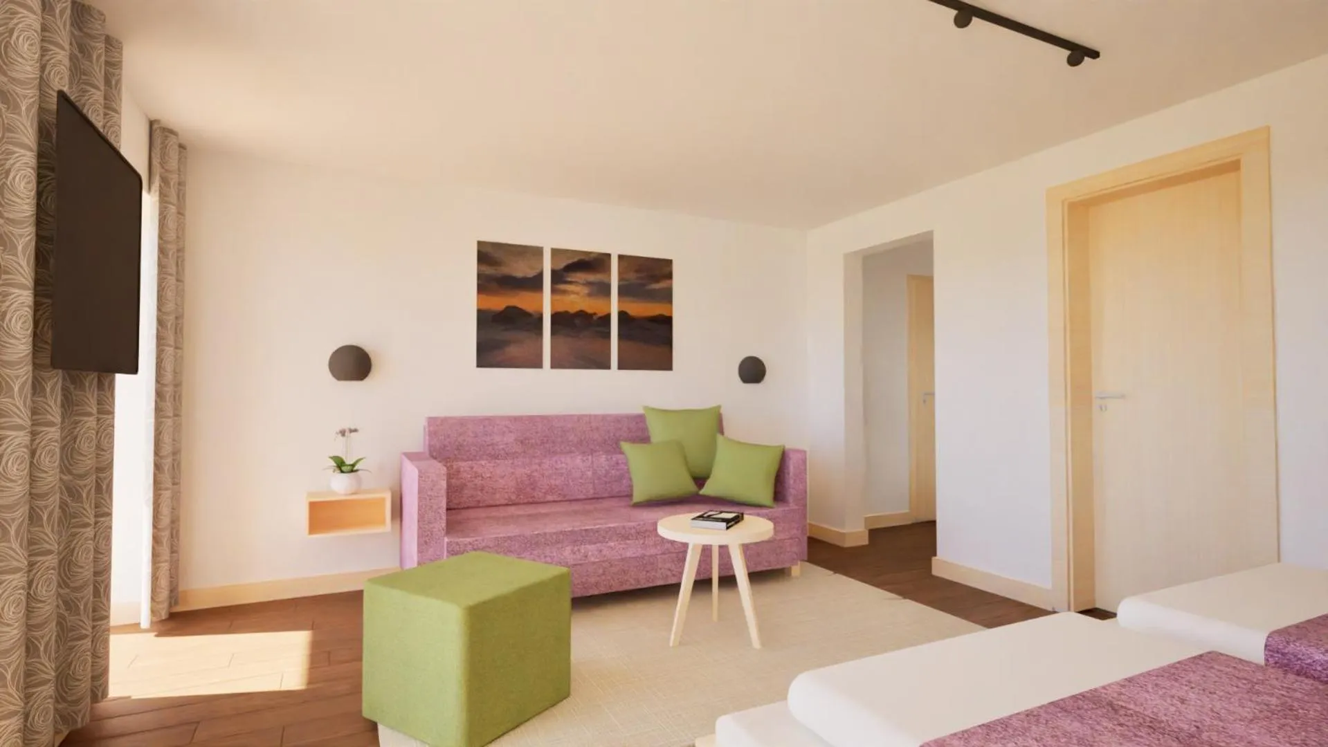 Seating area, Bed in Hotel Dominic