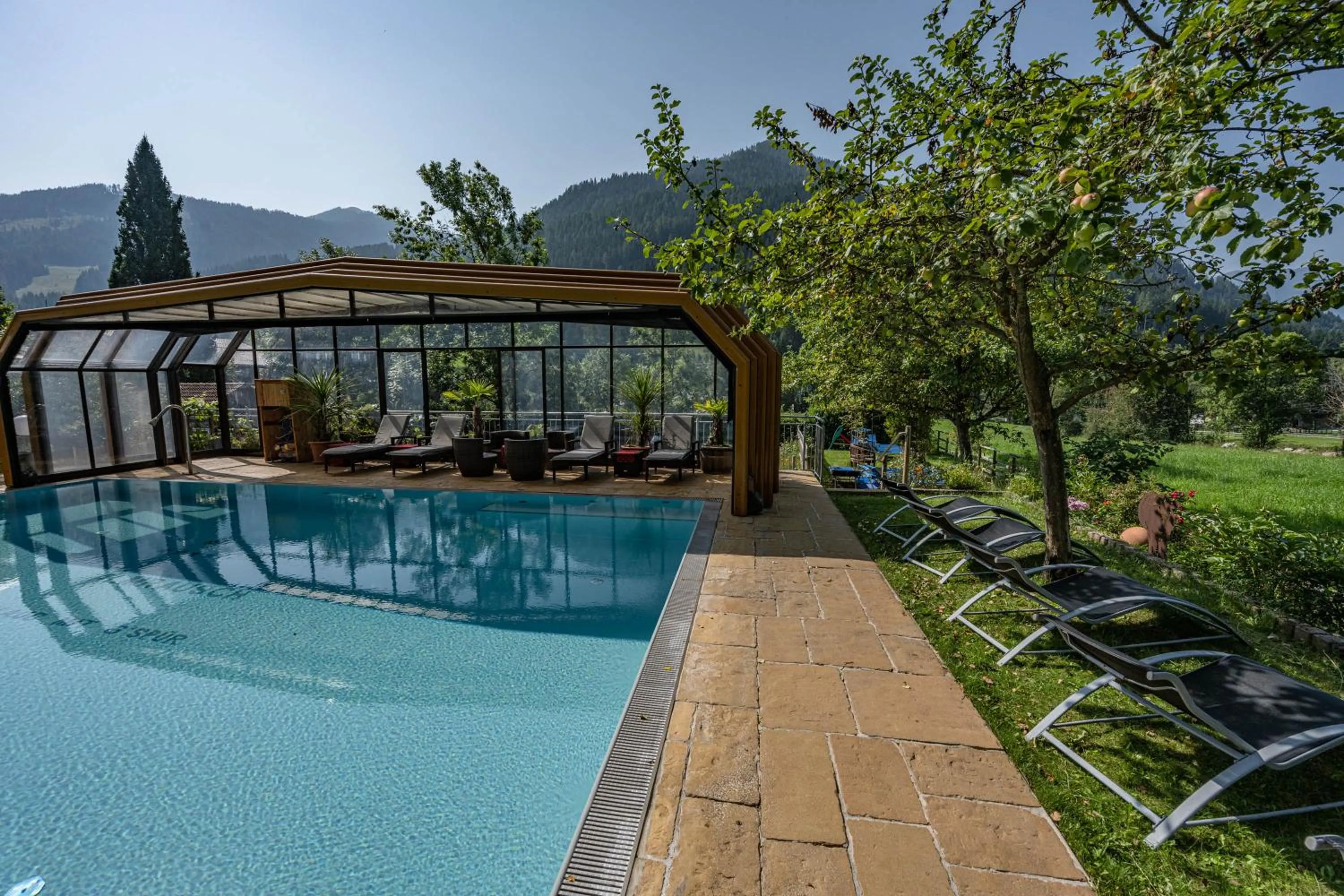 Pool view in Genusshotel Almrausch