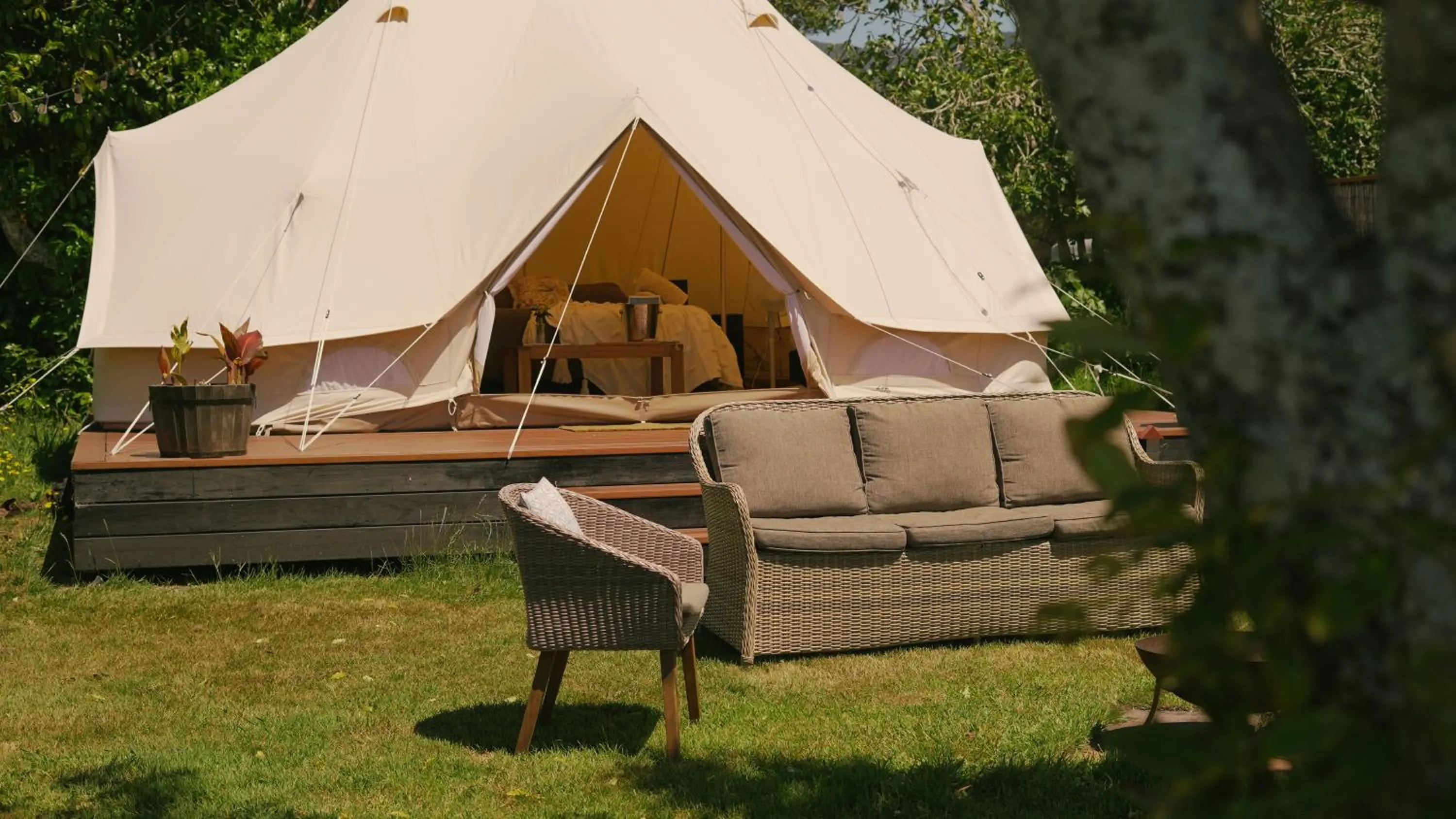 Patio in The Barn Cabins & Camp