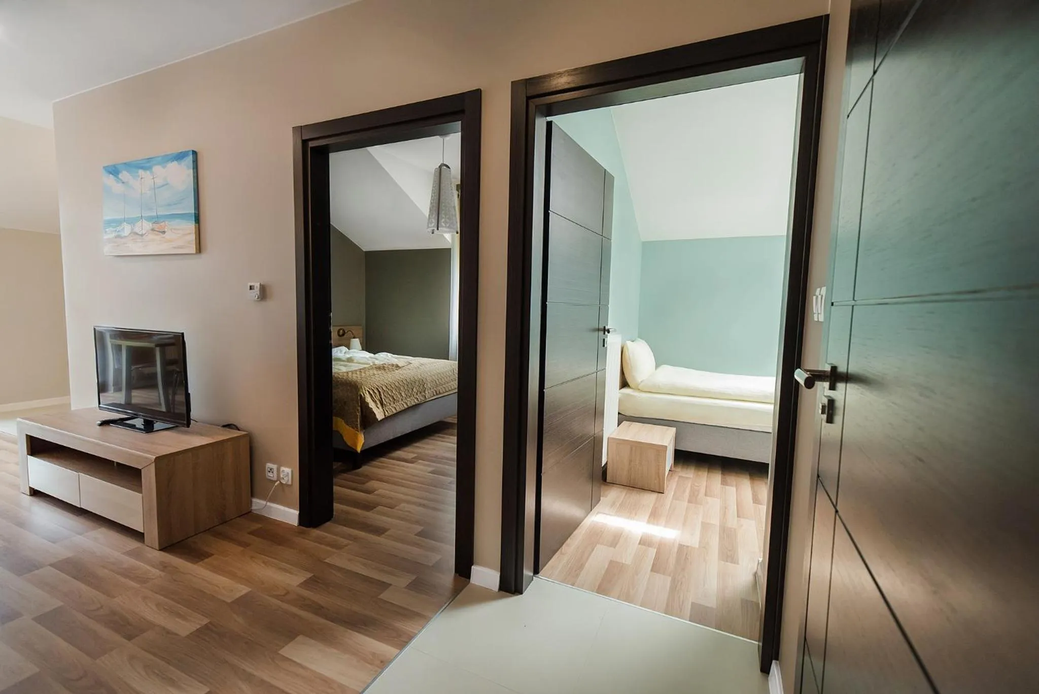 TV and multimedia, Bed in Rosa Apartamenty