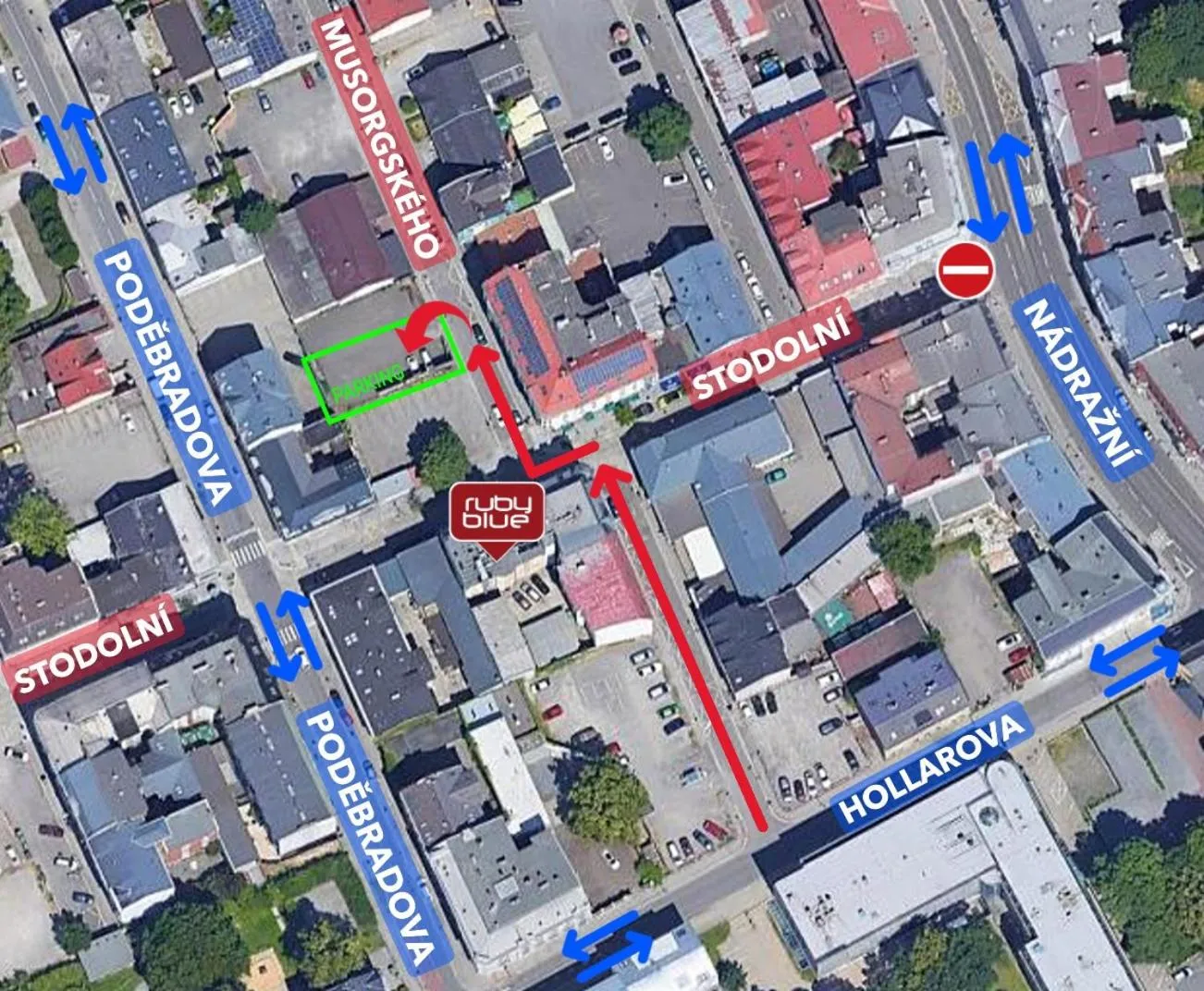 Parking in Ruby Blue