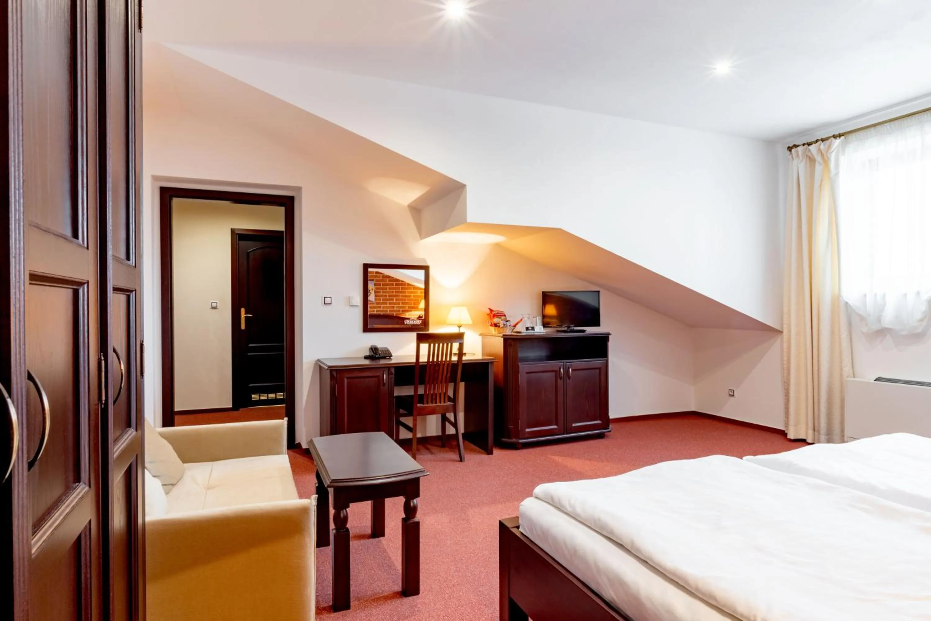 Bedroom, Bed in Hotel Purkmistr