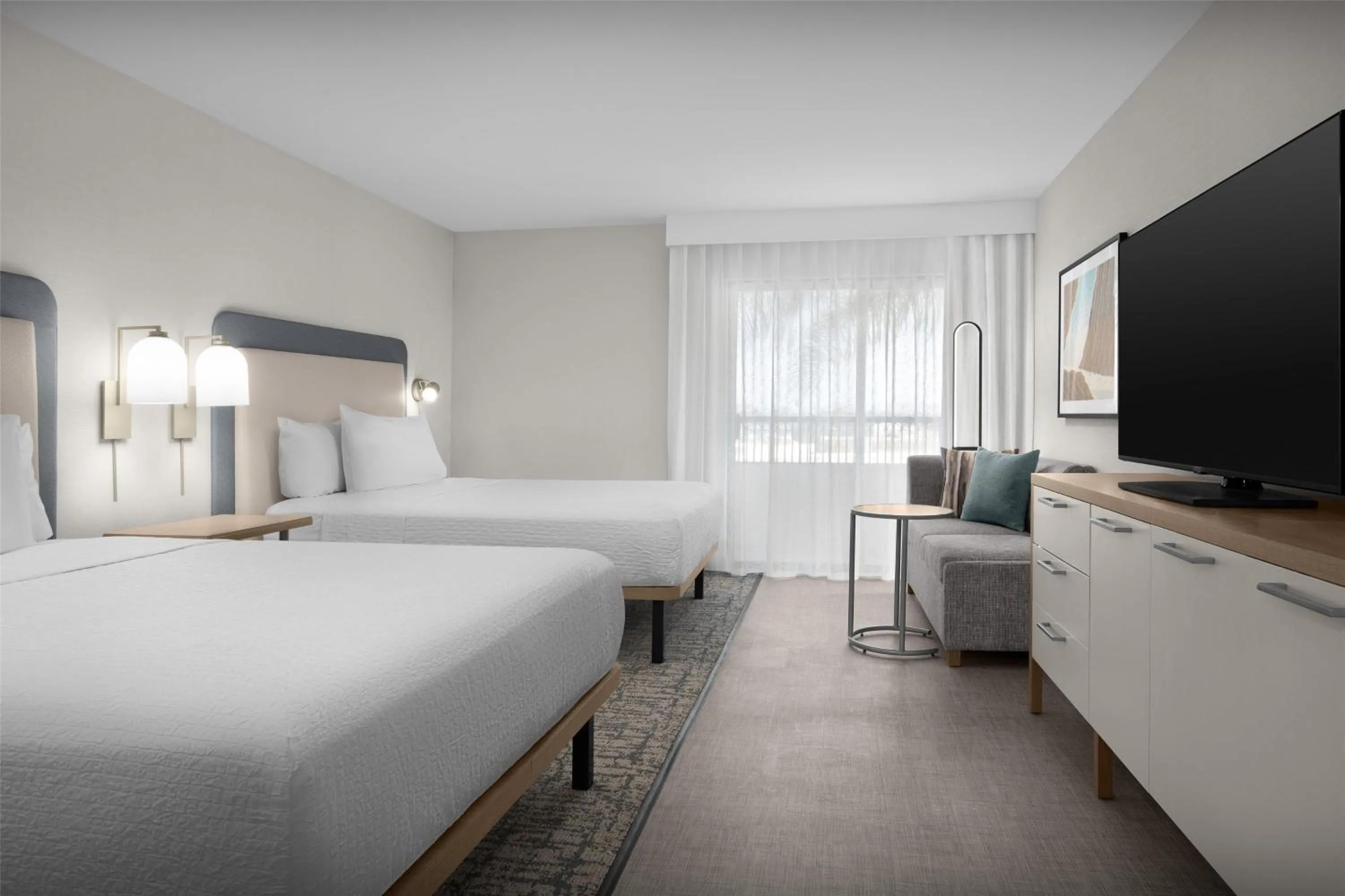 Living room, Bed in Homewood Suites by Hilton Santa Maria