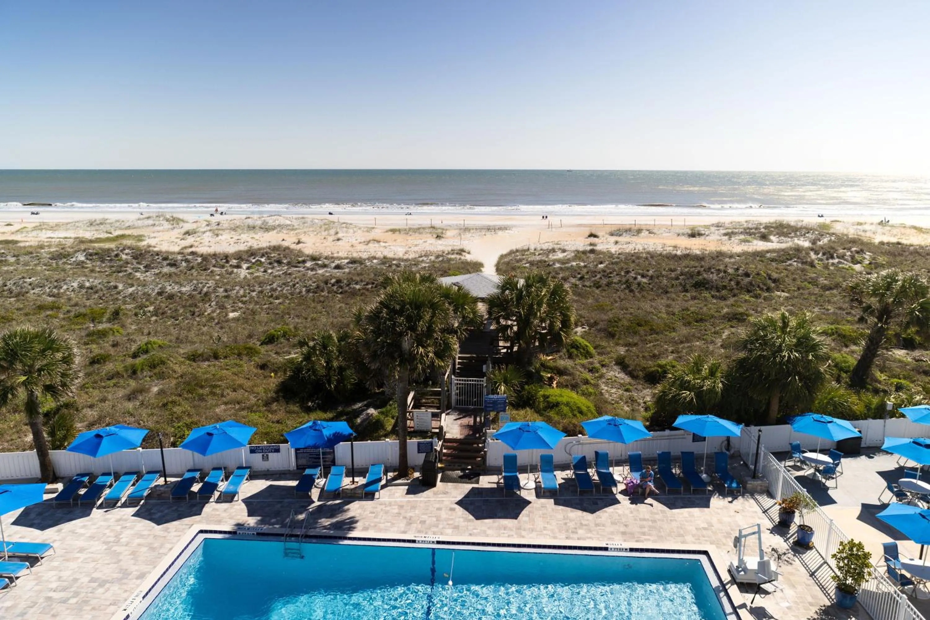 Pool view in Guy Harvey Resort on Saint Augustine Beach