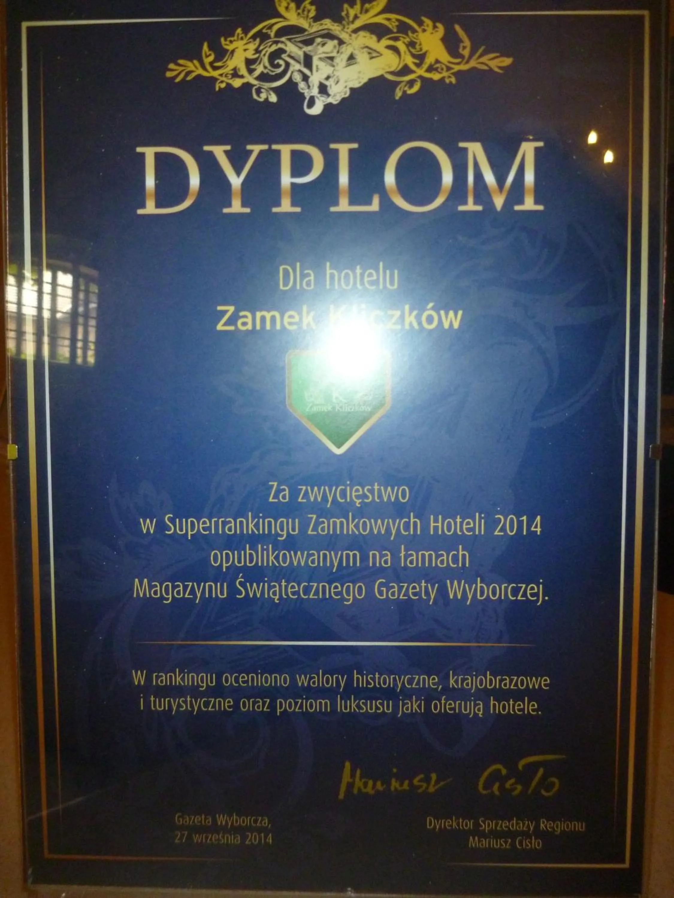Certificate/Award in Zamek Kliczków