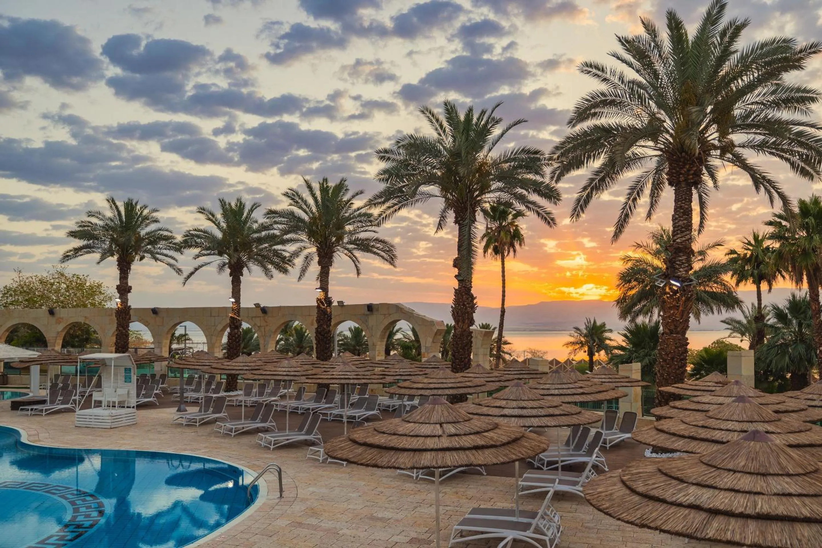 Pool view in Enjoy Dead Sea Hotel