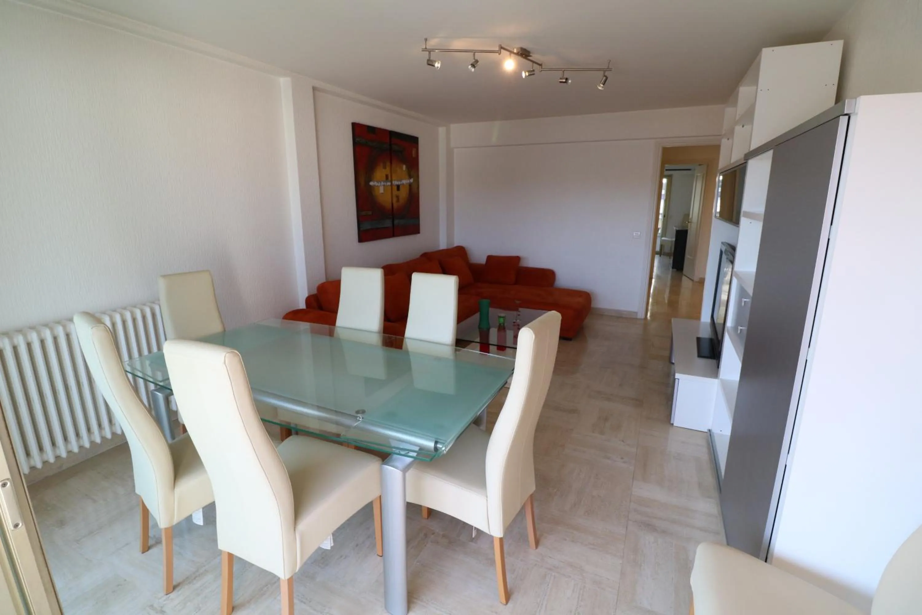 Living room in 2 bedroom & studio Palais Royal 2 mins from Croisette and Carlton