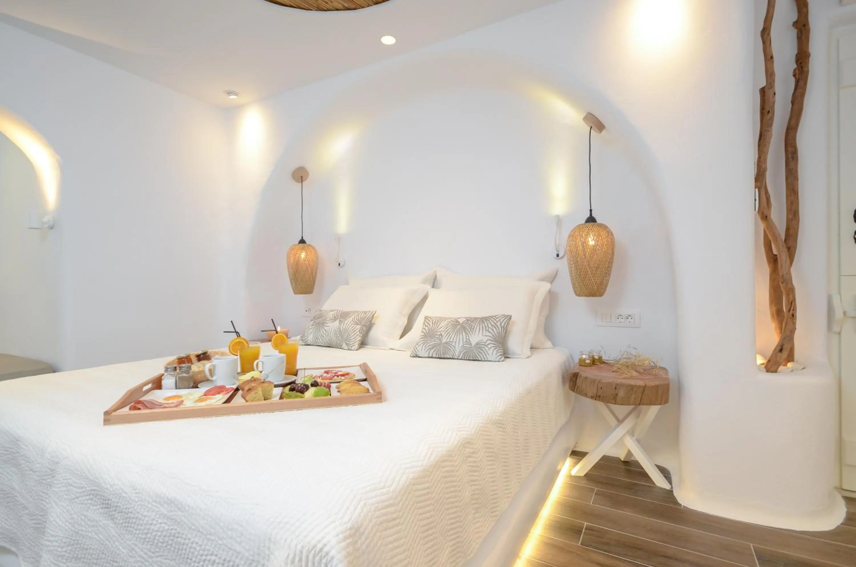Bed in Naxos Island Escape Suites