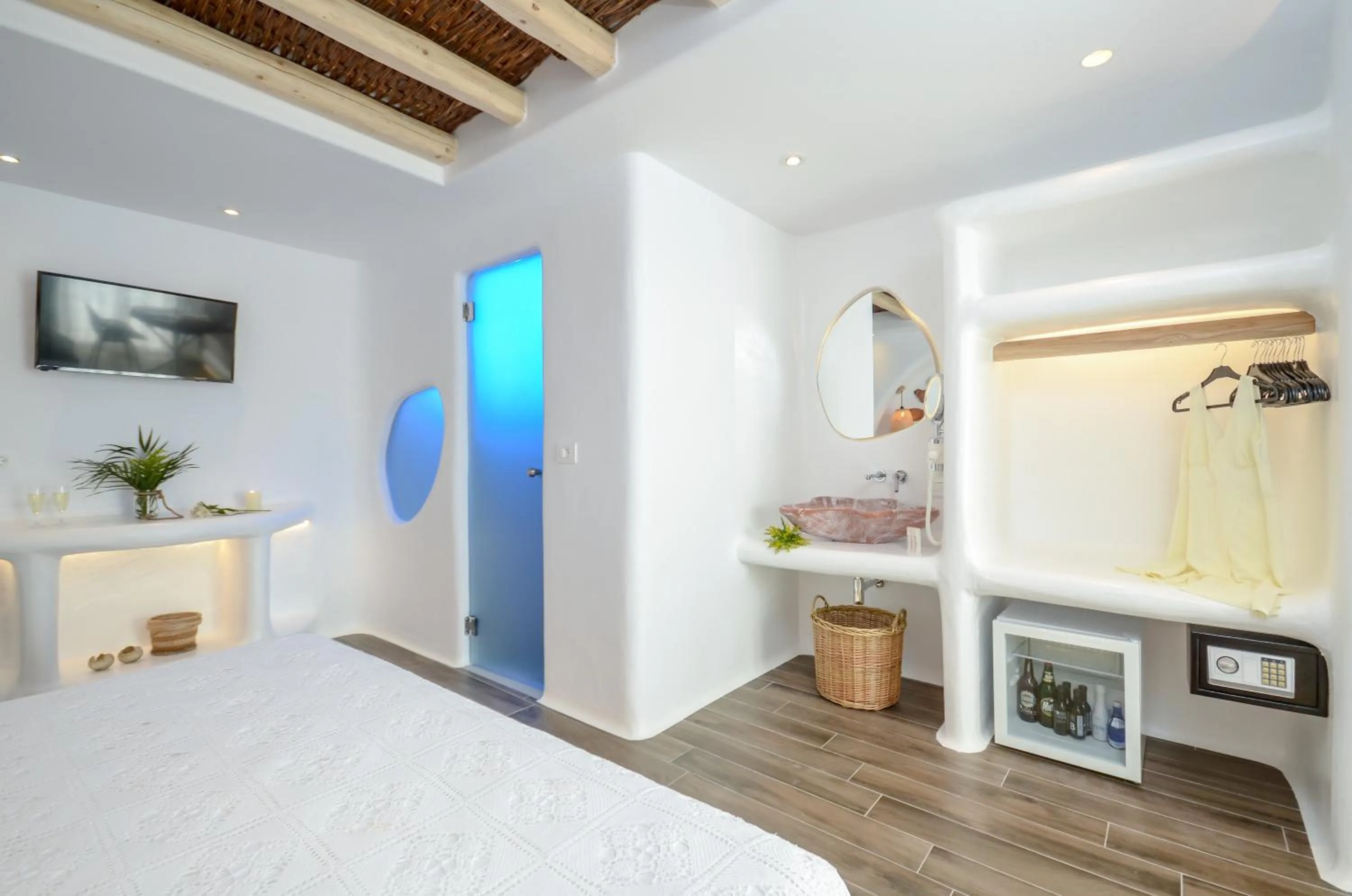 Bed in Naxos Island Escape Suites