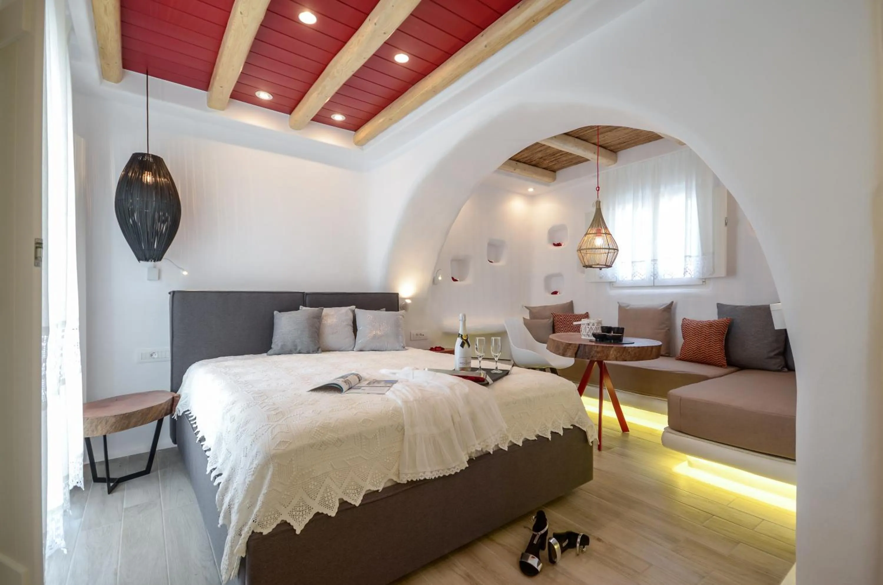 Bed in Naxos Island Escape Suites