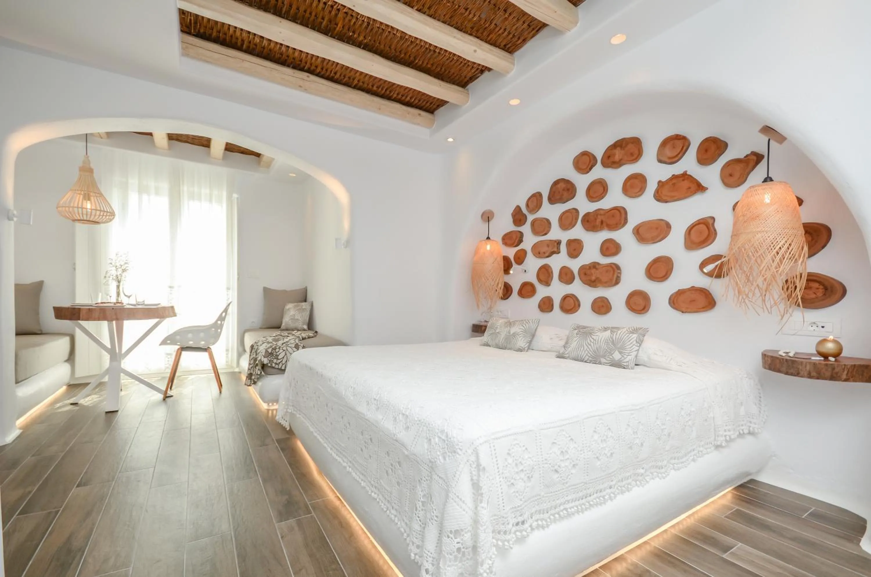 Bed in Naxos Island Escape Suites