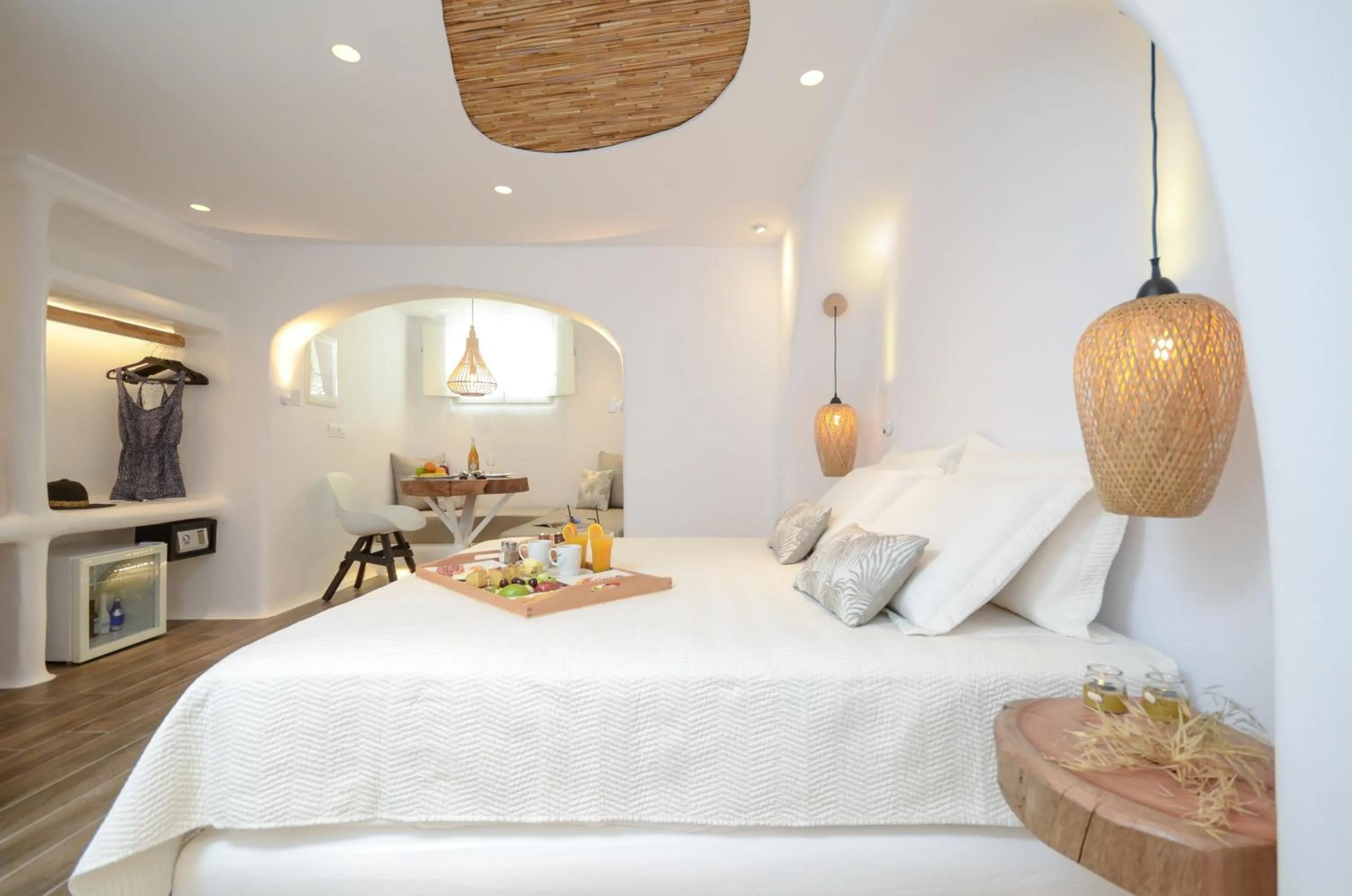 Bed in Naxos Island Escape Suites