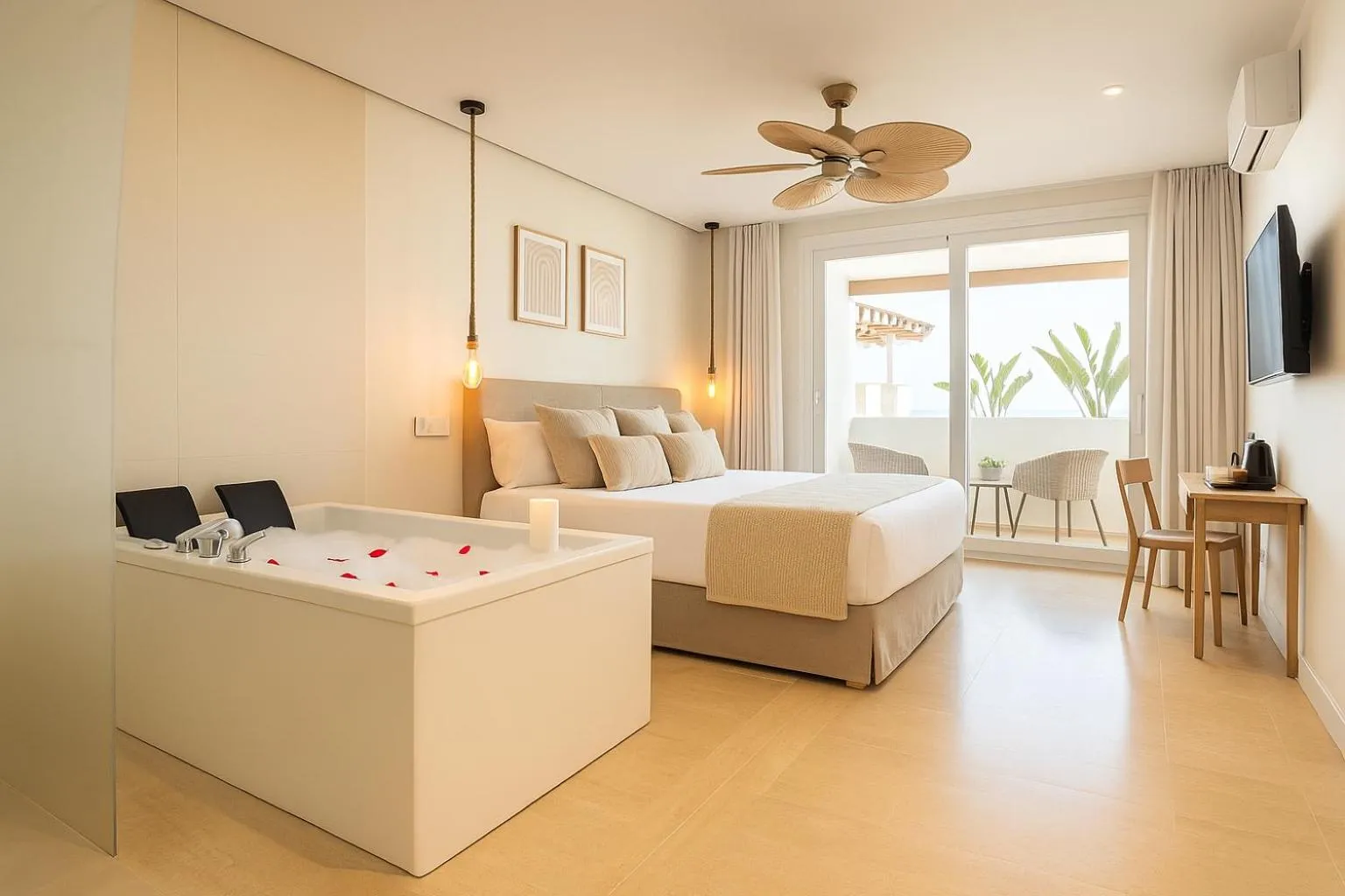 Hot Tub, Bed in Meraki Beach Hotel - Only Adults