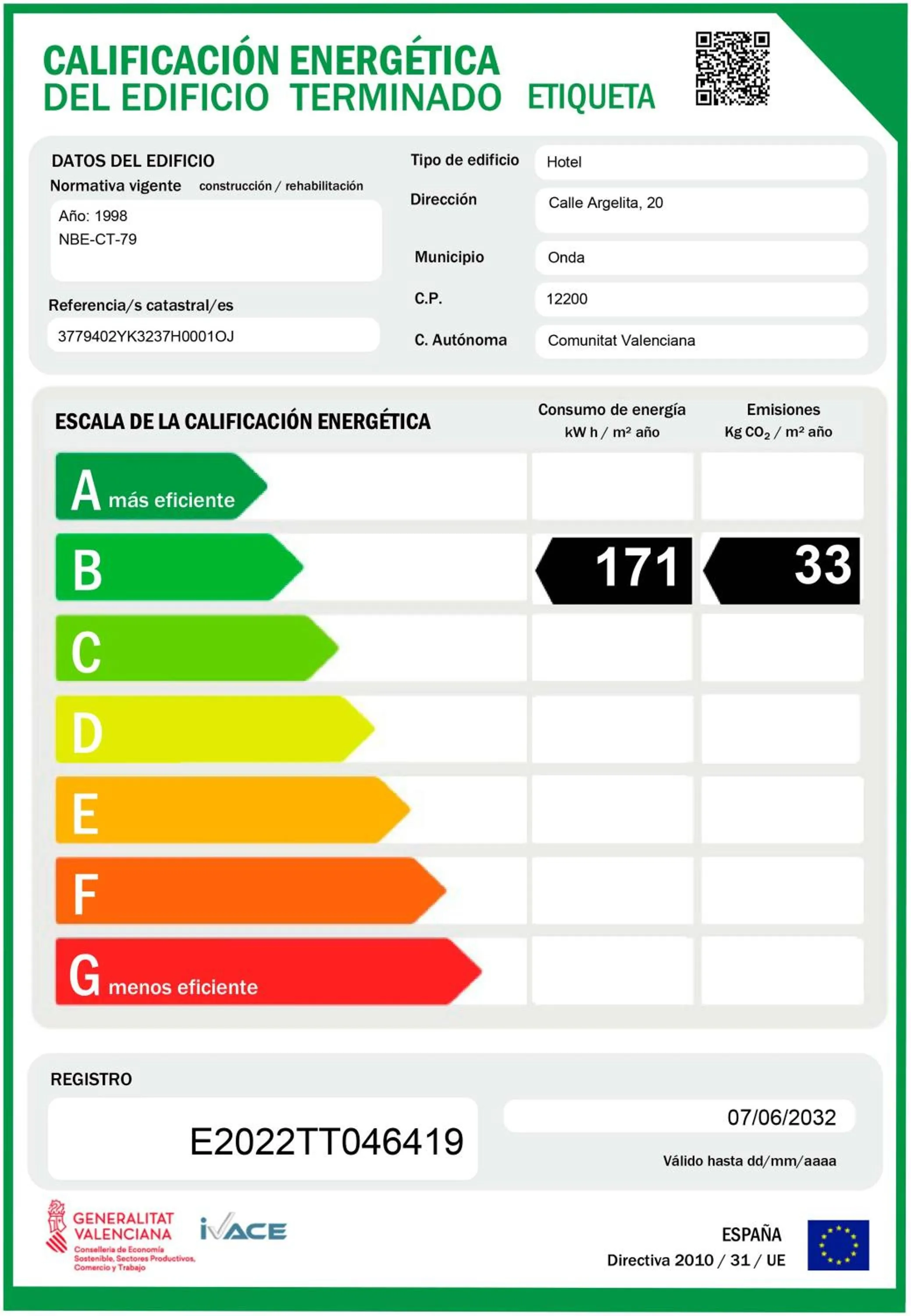 Certificate/Award in Gran Hotel Toledo