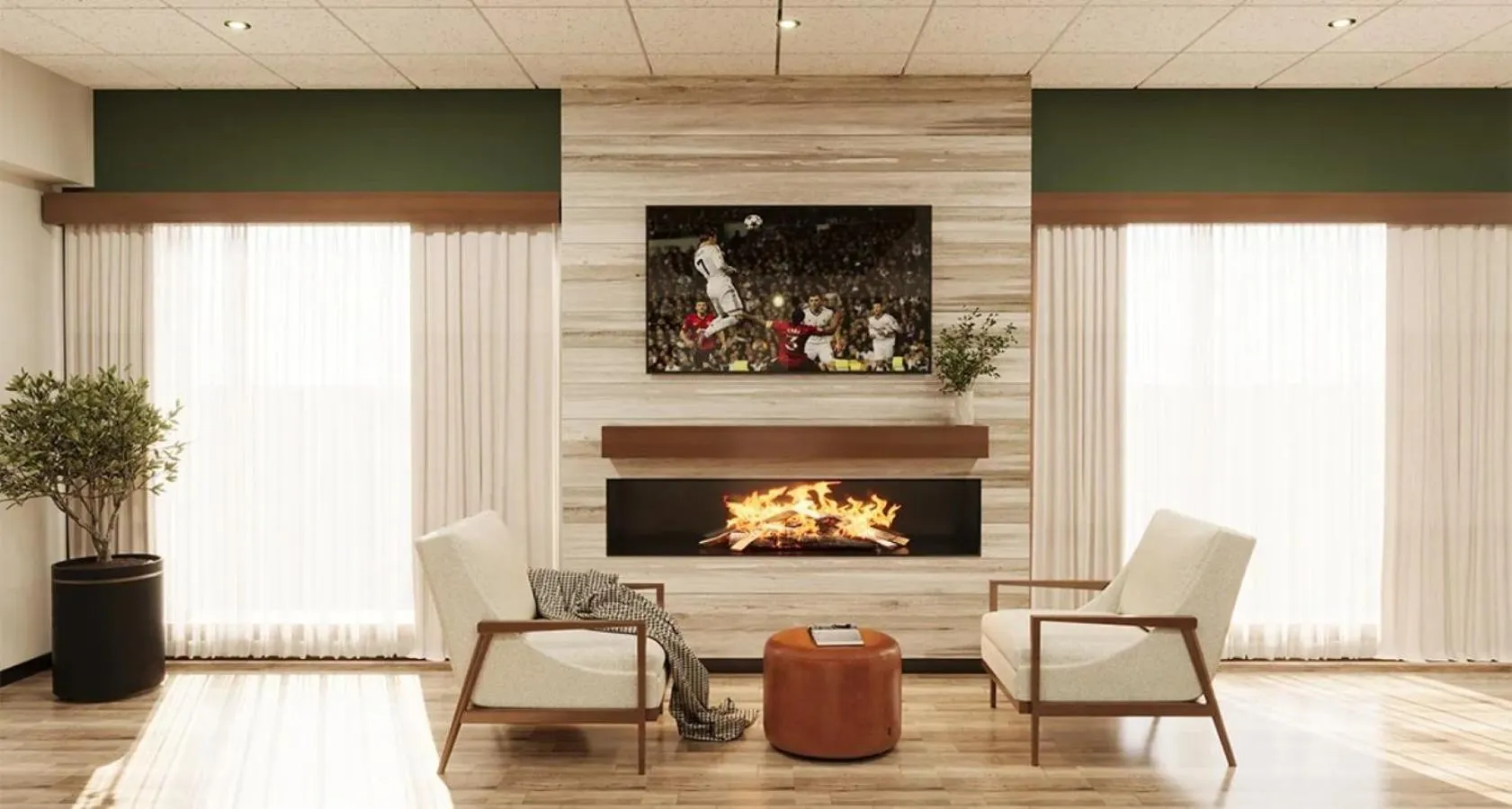 Communal lounge/ TV room in The Bridges Hotel