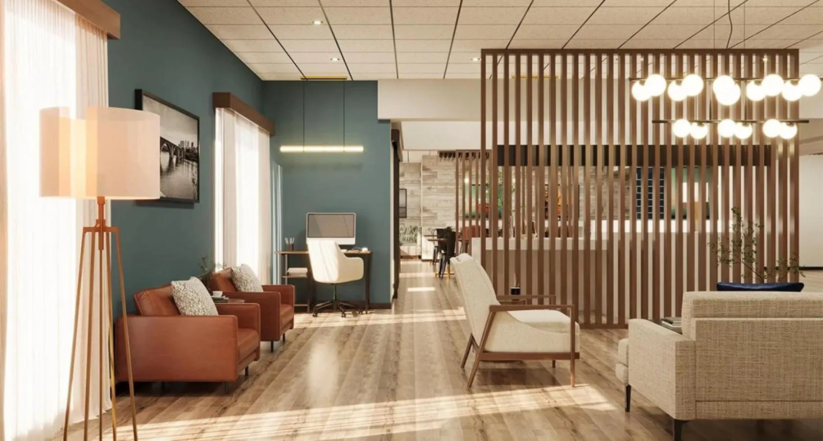 Communal lounge/ TV room in The Bridges Hotel