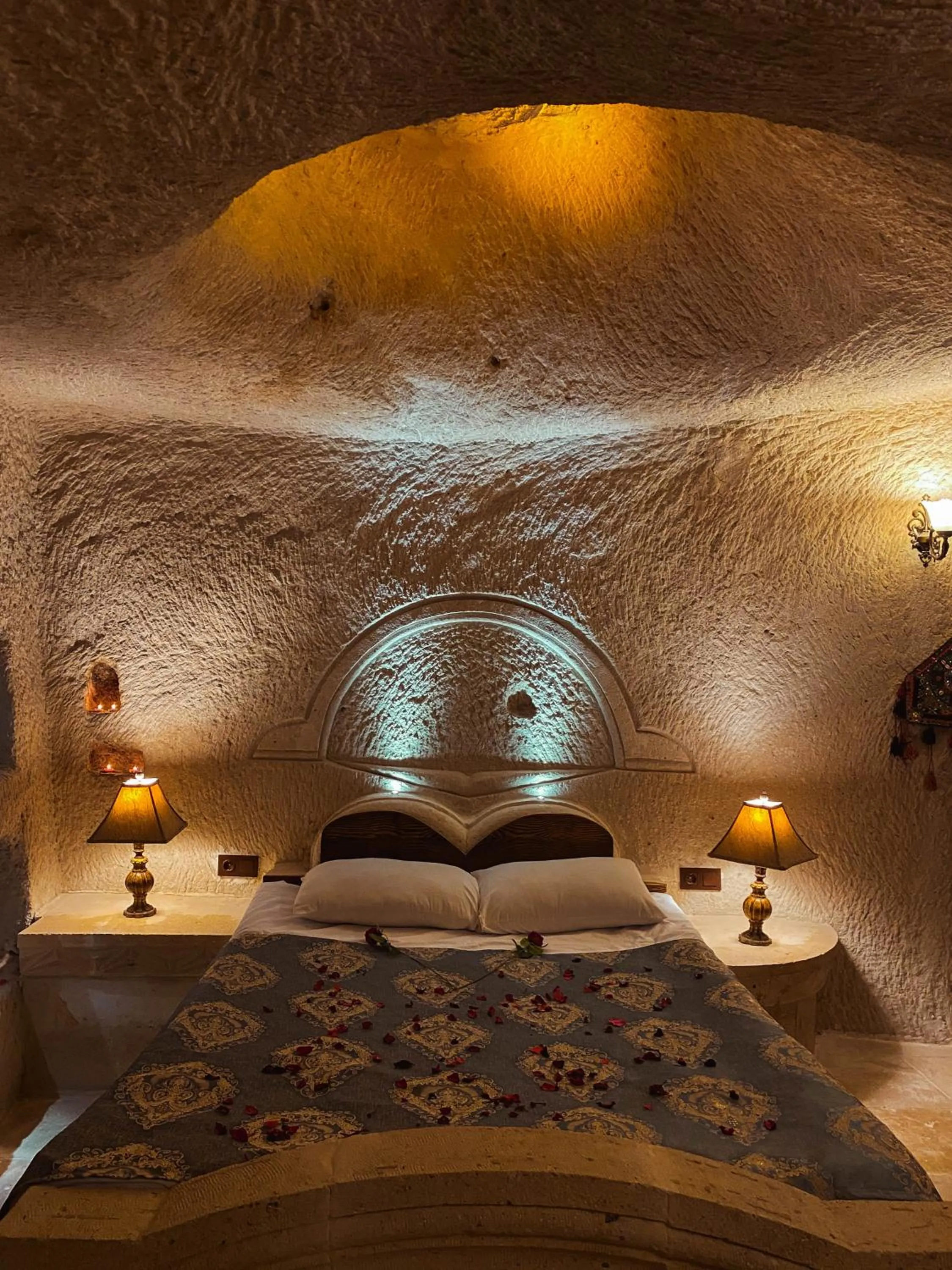 Bed in Asteria Cave Hotel