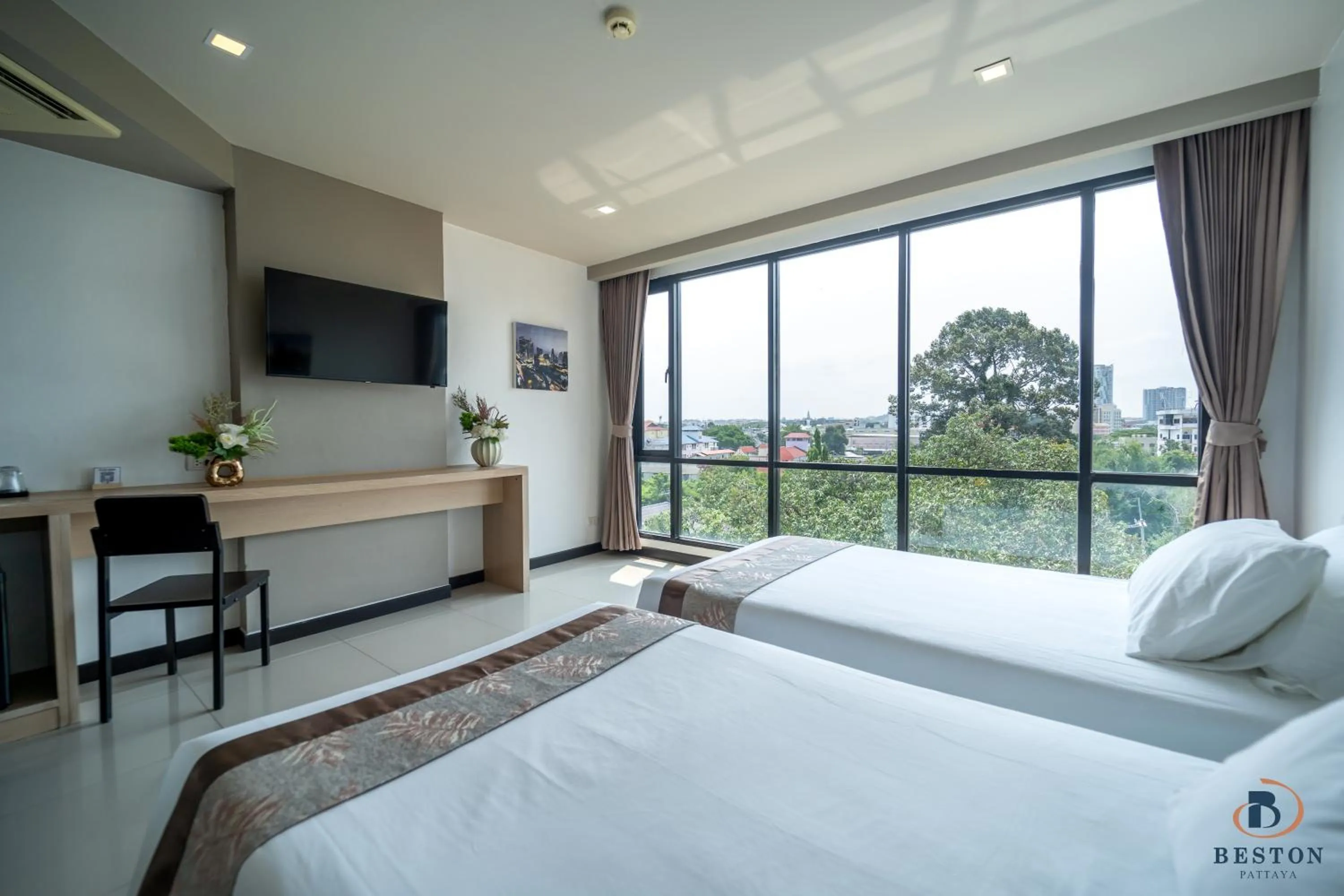 View (from property/room), Bed in Beston Pattaya - SHA Plus Certified