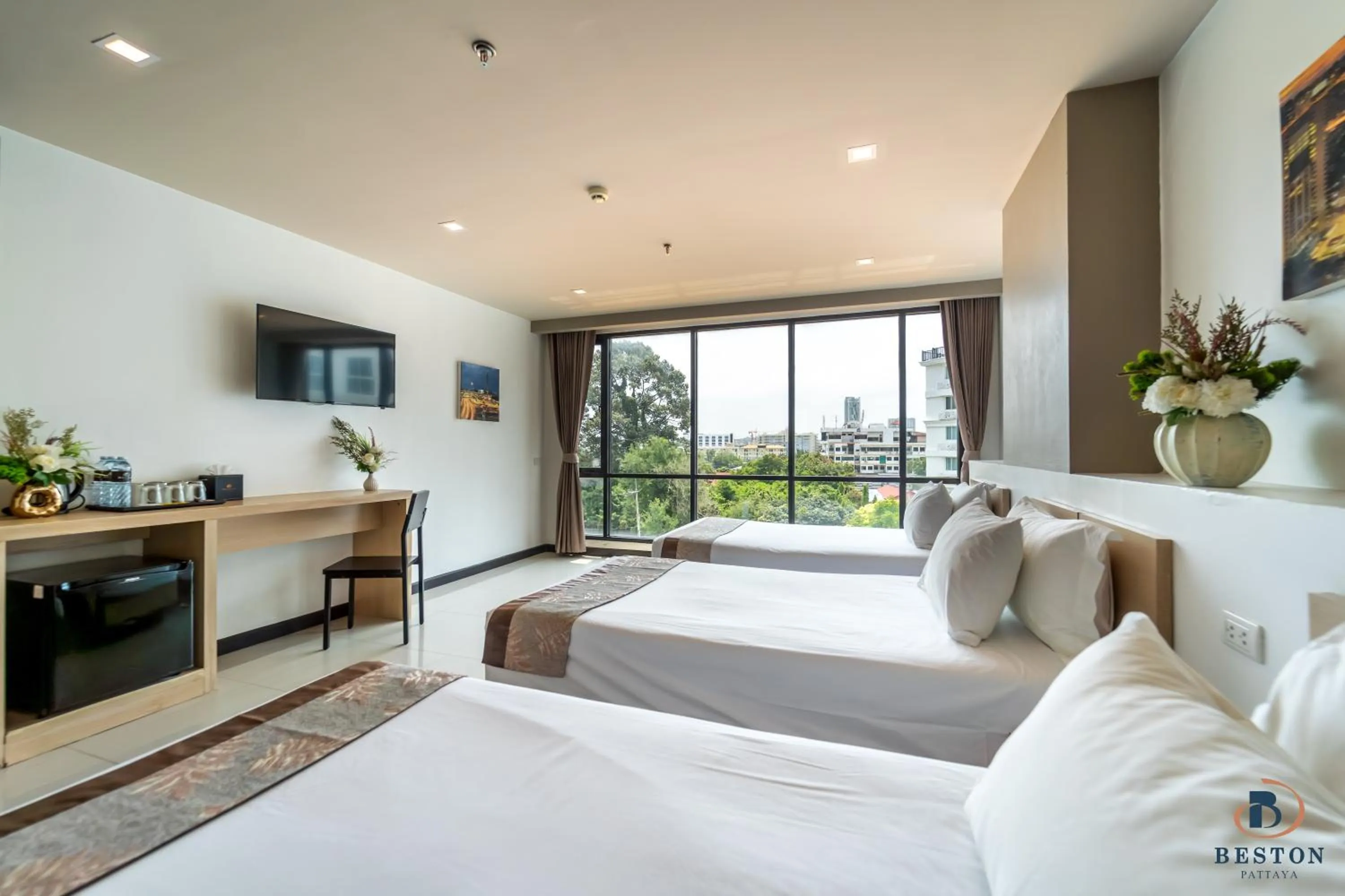 View (from property/room), Bed in Beston Pattaya - SHA Plus Certified