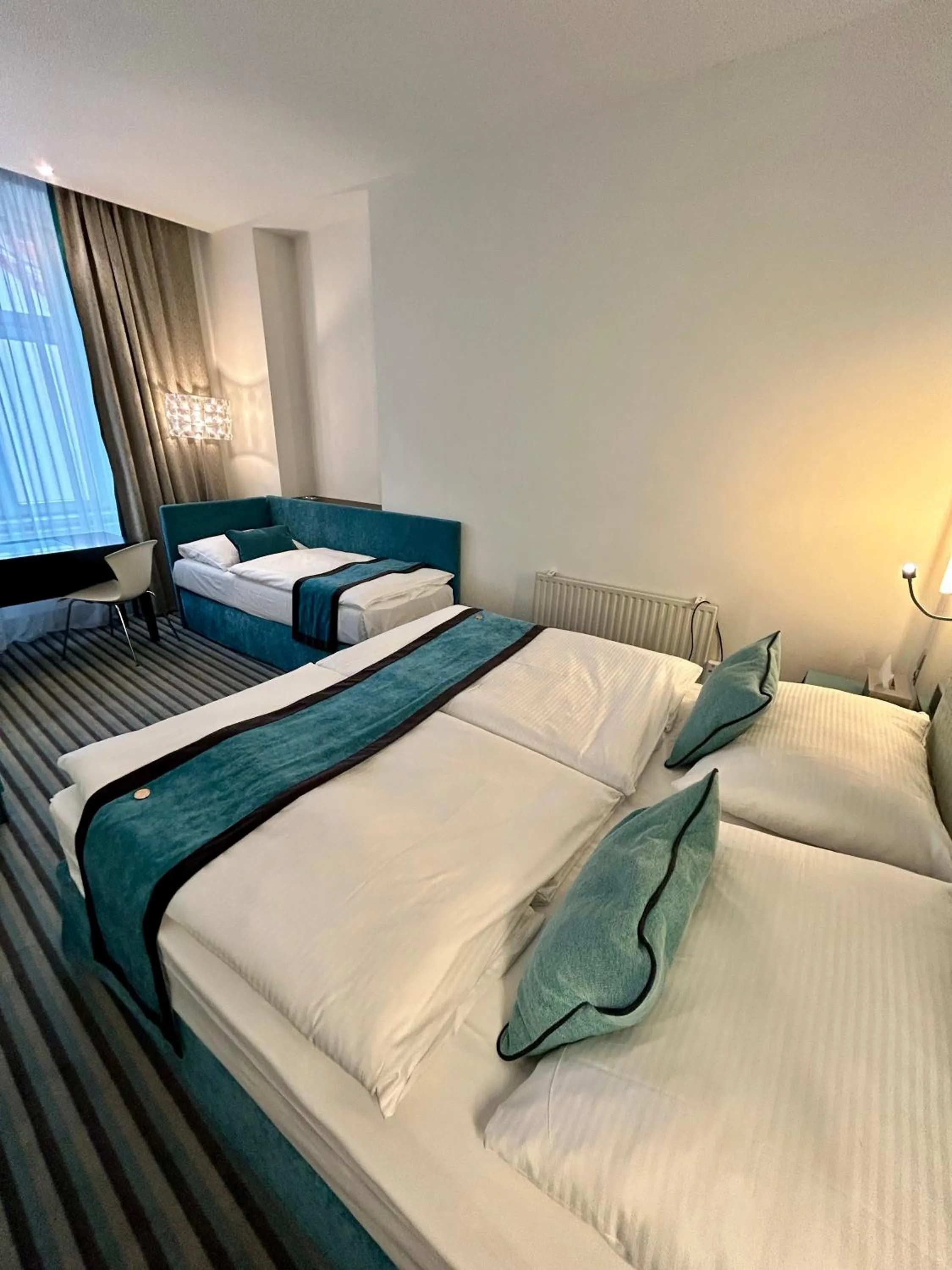 Bed in Red & Blue Design Hotel Prague