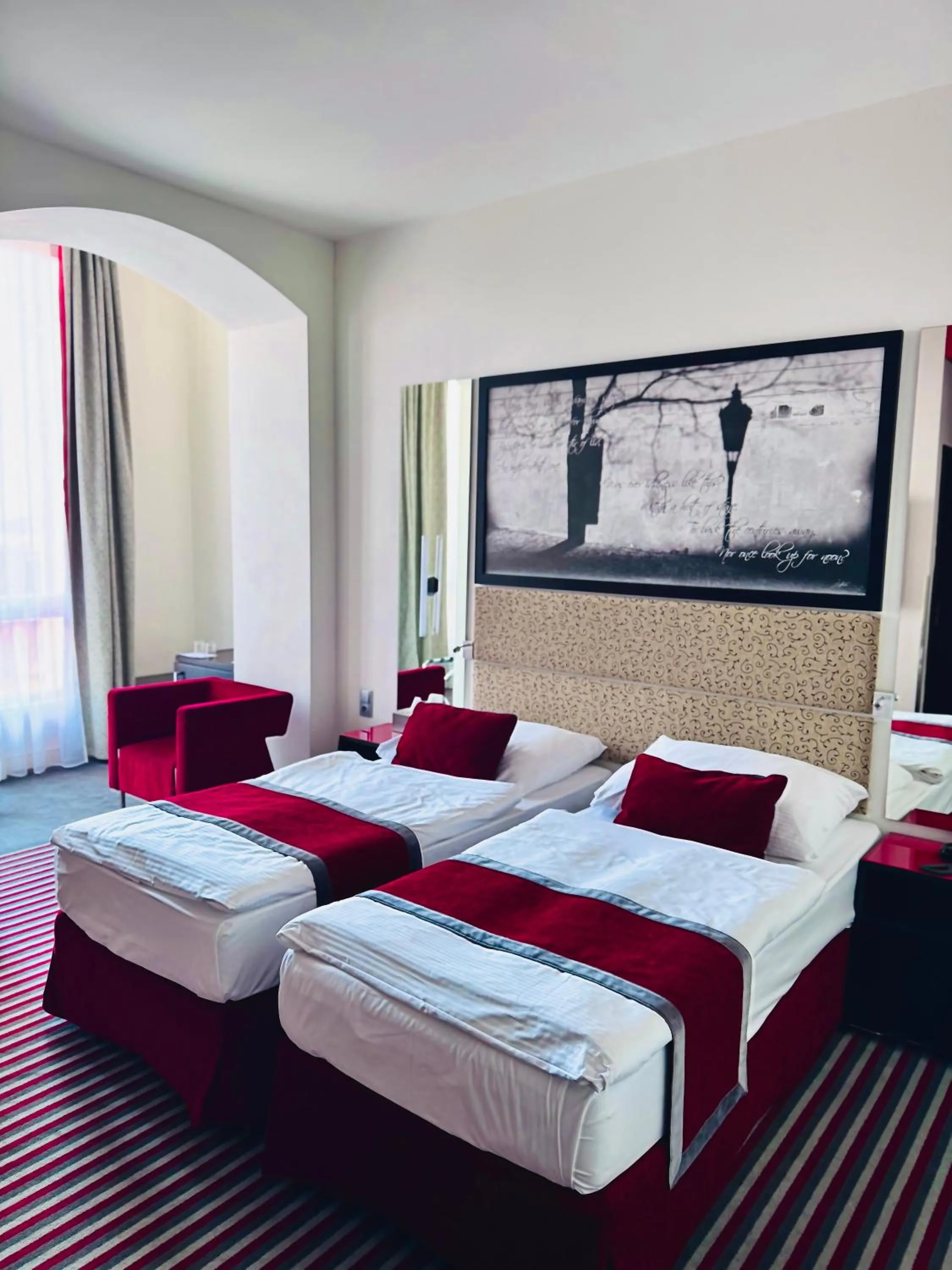 Bed in Red & Blue Design Hotel Prague