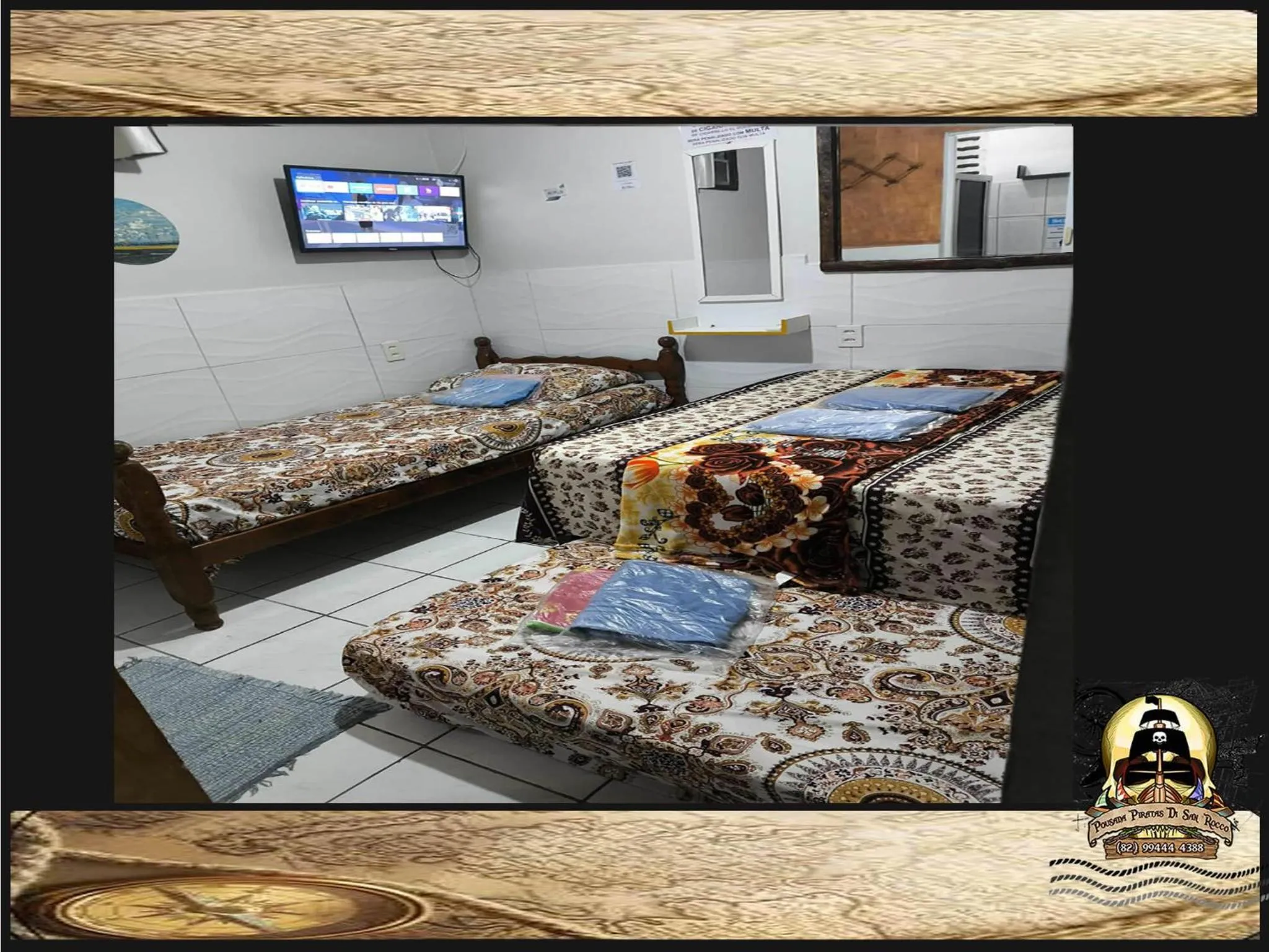 Bed in Pousada Piratas Di San Rocco