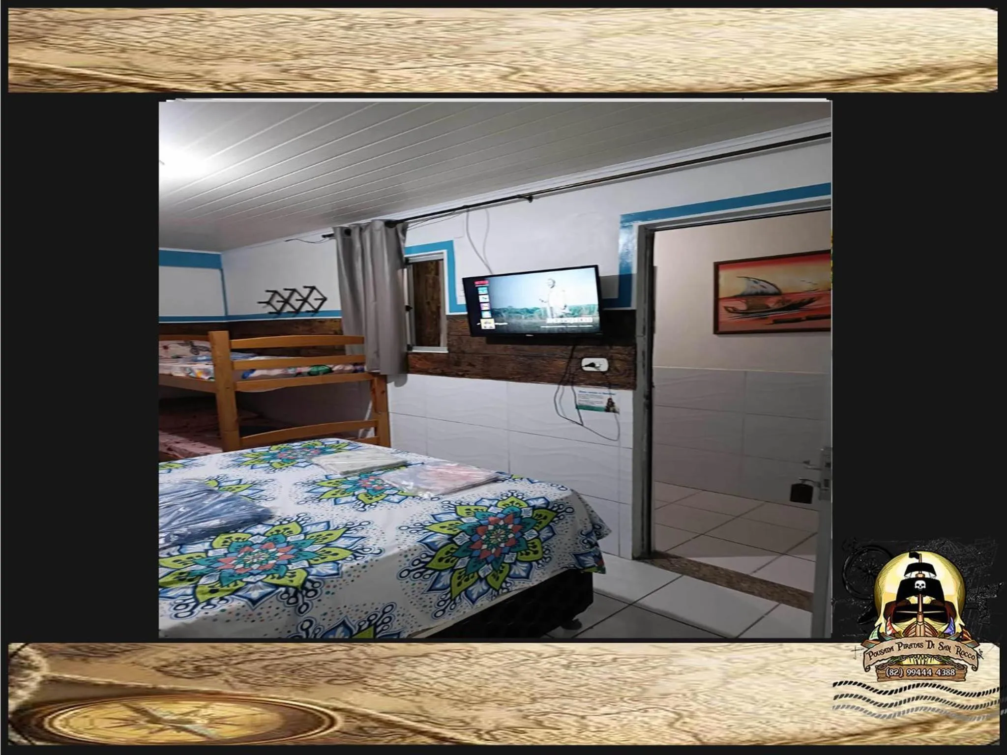 Bed in Pousada Piratas Di San Rocco