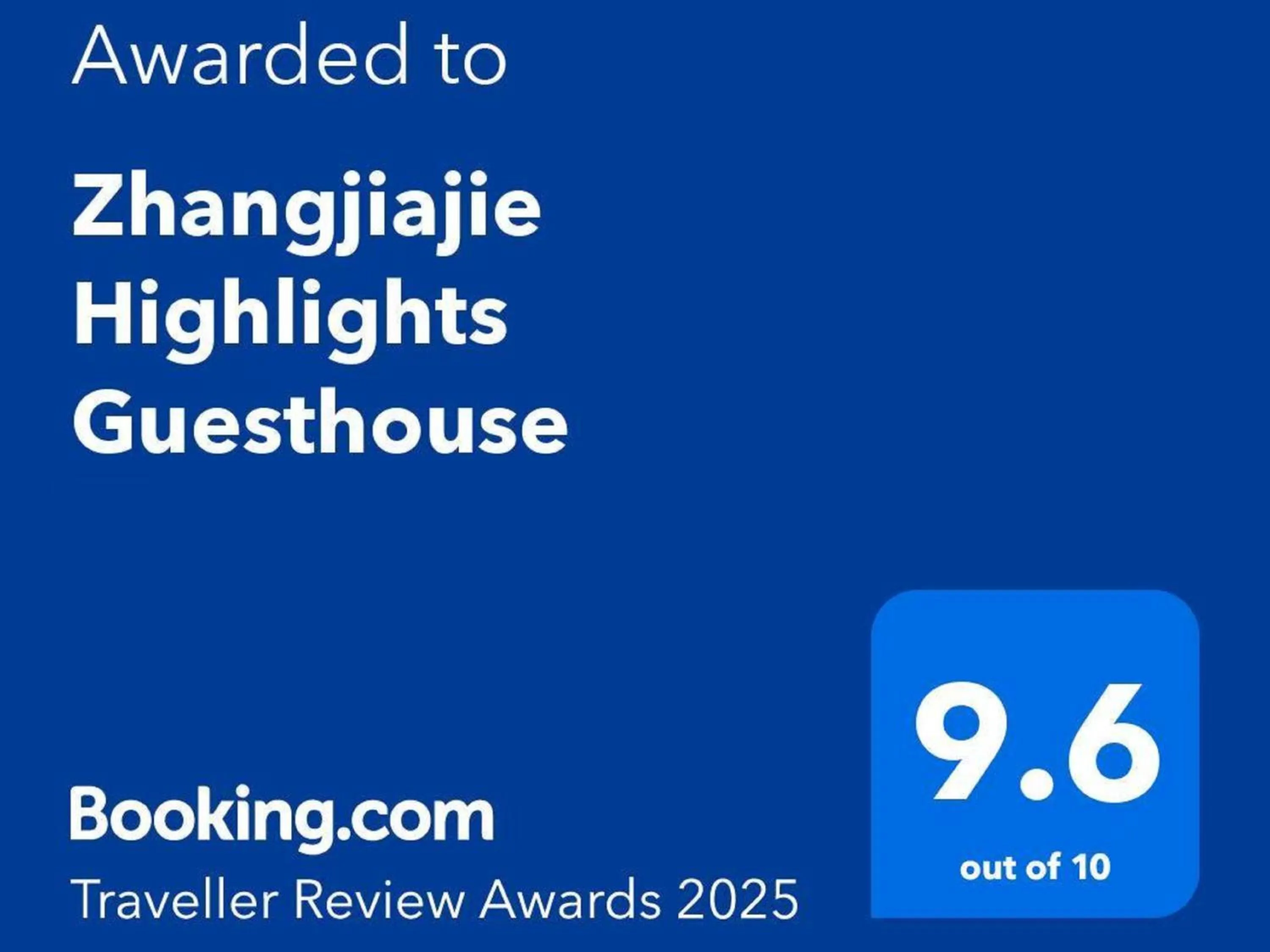 Certificate/Award in Zhangjiajie Highlights Guesthouse