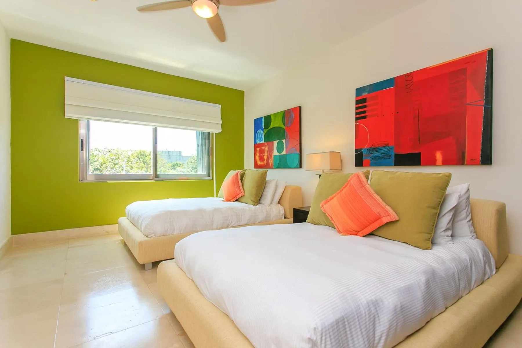 Bed in 3-Level Condo with a Private Balcony & Rooftop Lounge