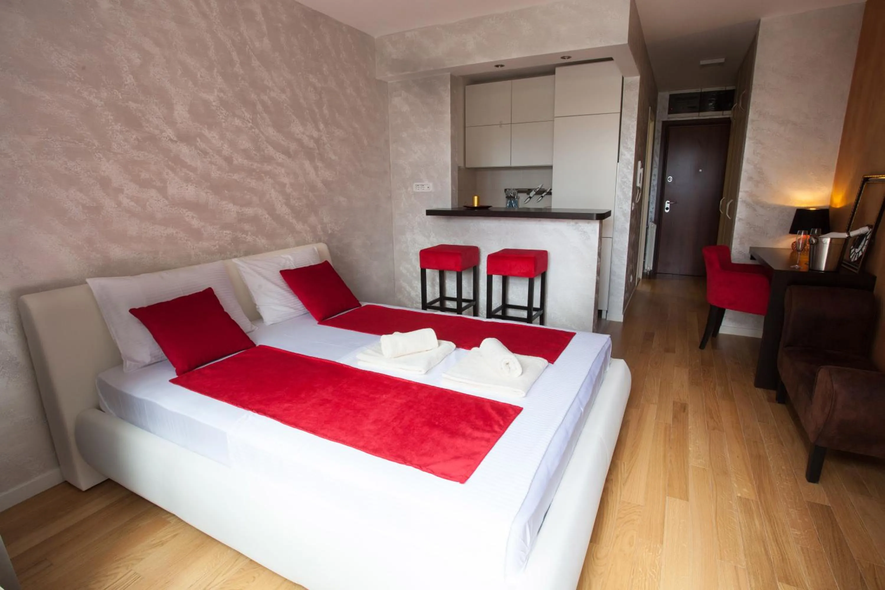 Bedroom, Bed in Gentleman Dog Apartment