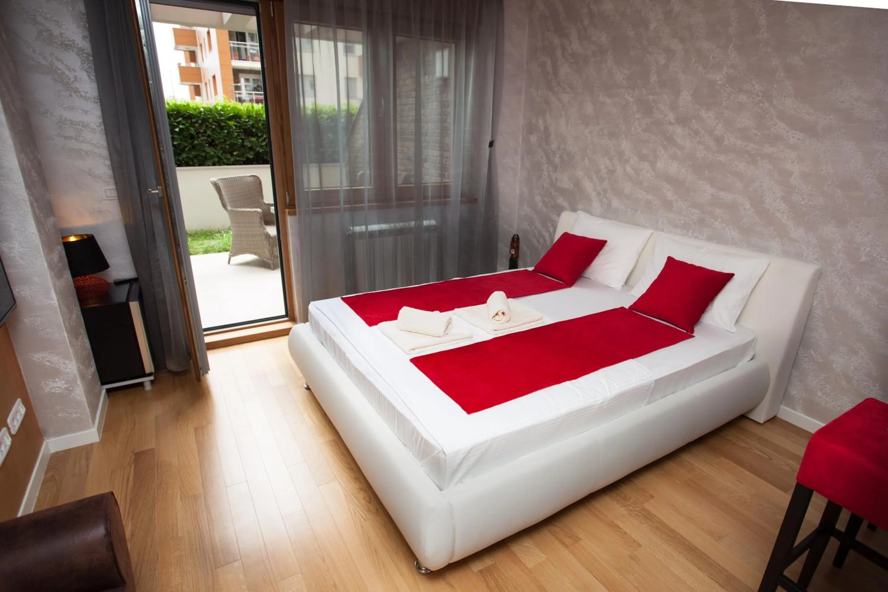 Bedroom, Bed in Gentleman Dog Apartment