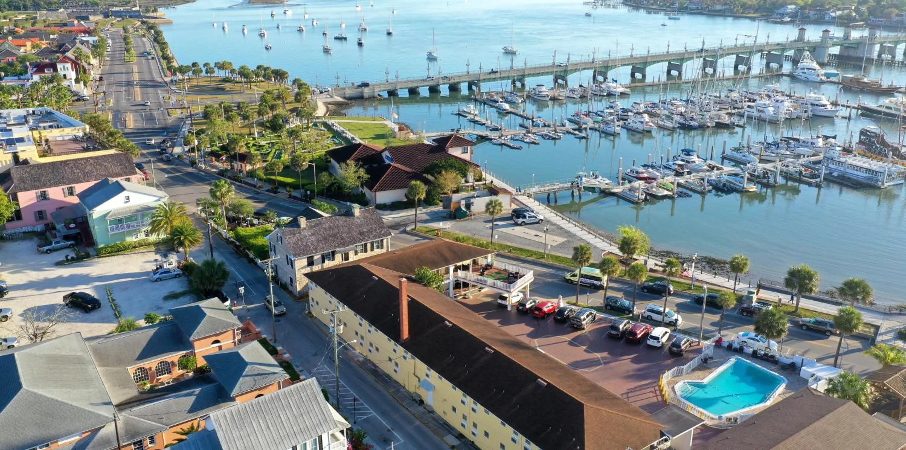 Bird's eye view in Historic Waterfront Marion Motor Lodge in downtown St Augustine