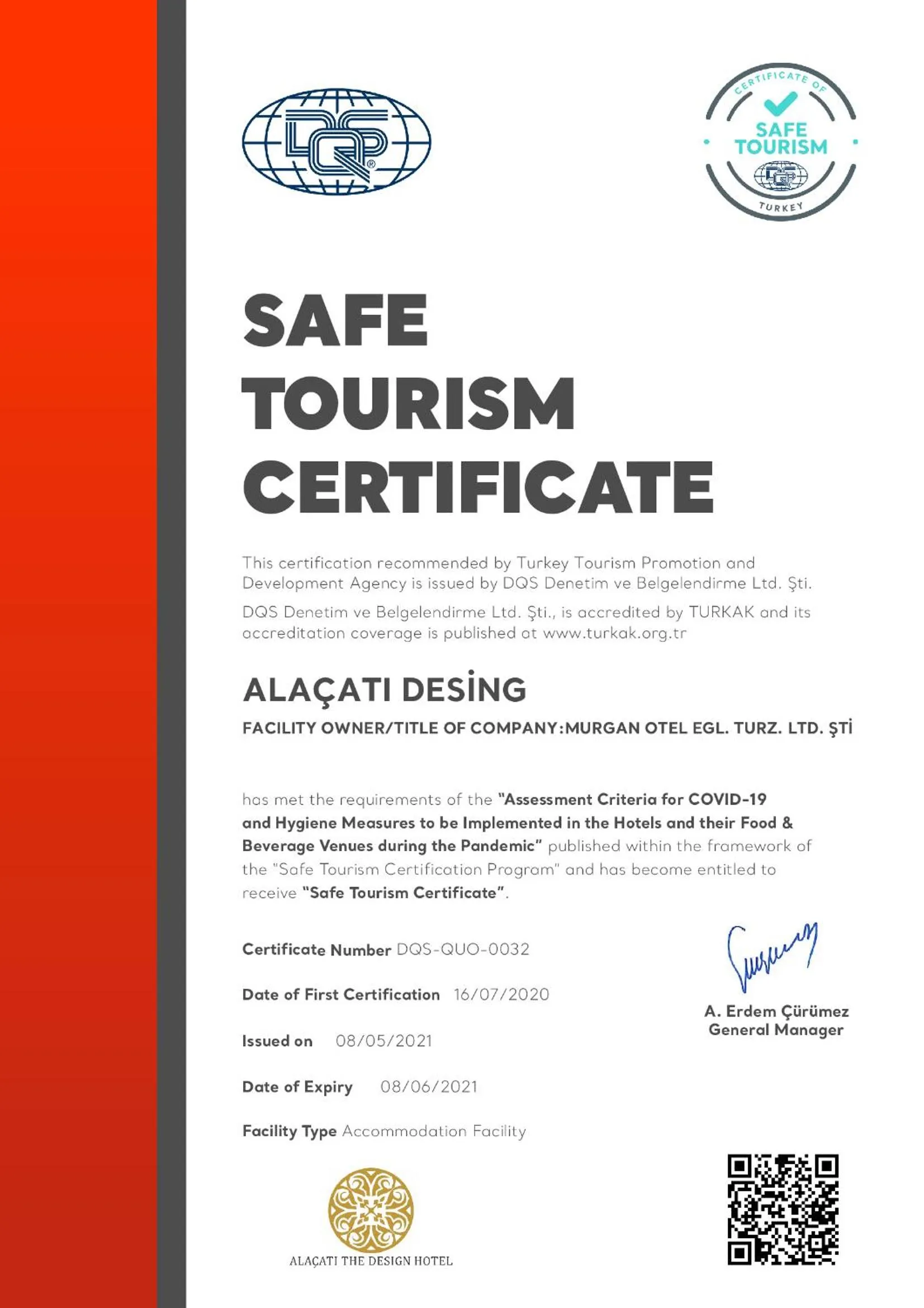 Certificate/Award in Alaçatı The Design Hotel