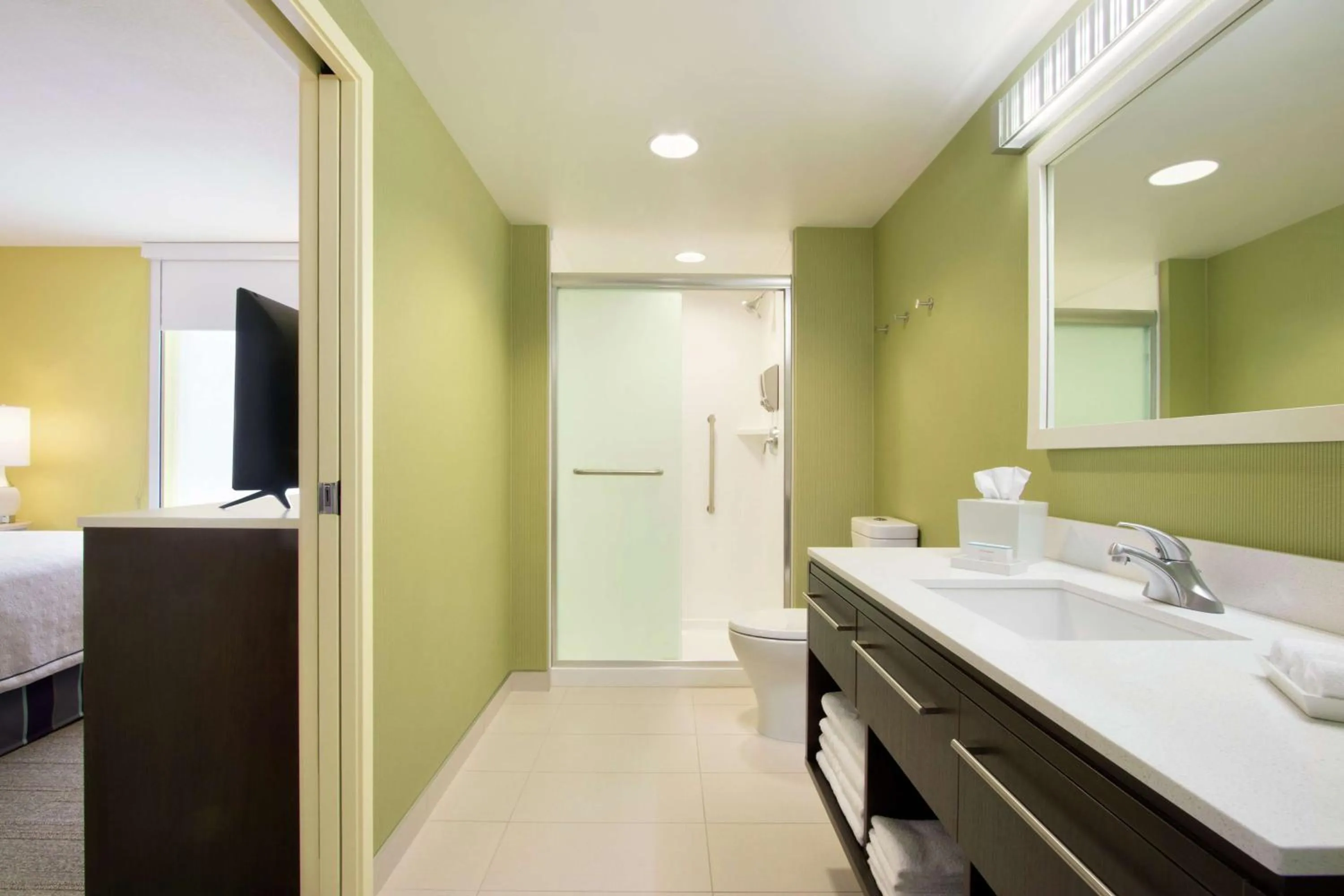 Bathroom, Bed in Home2 Suites by Hilton Fort St. John