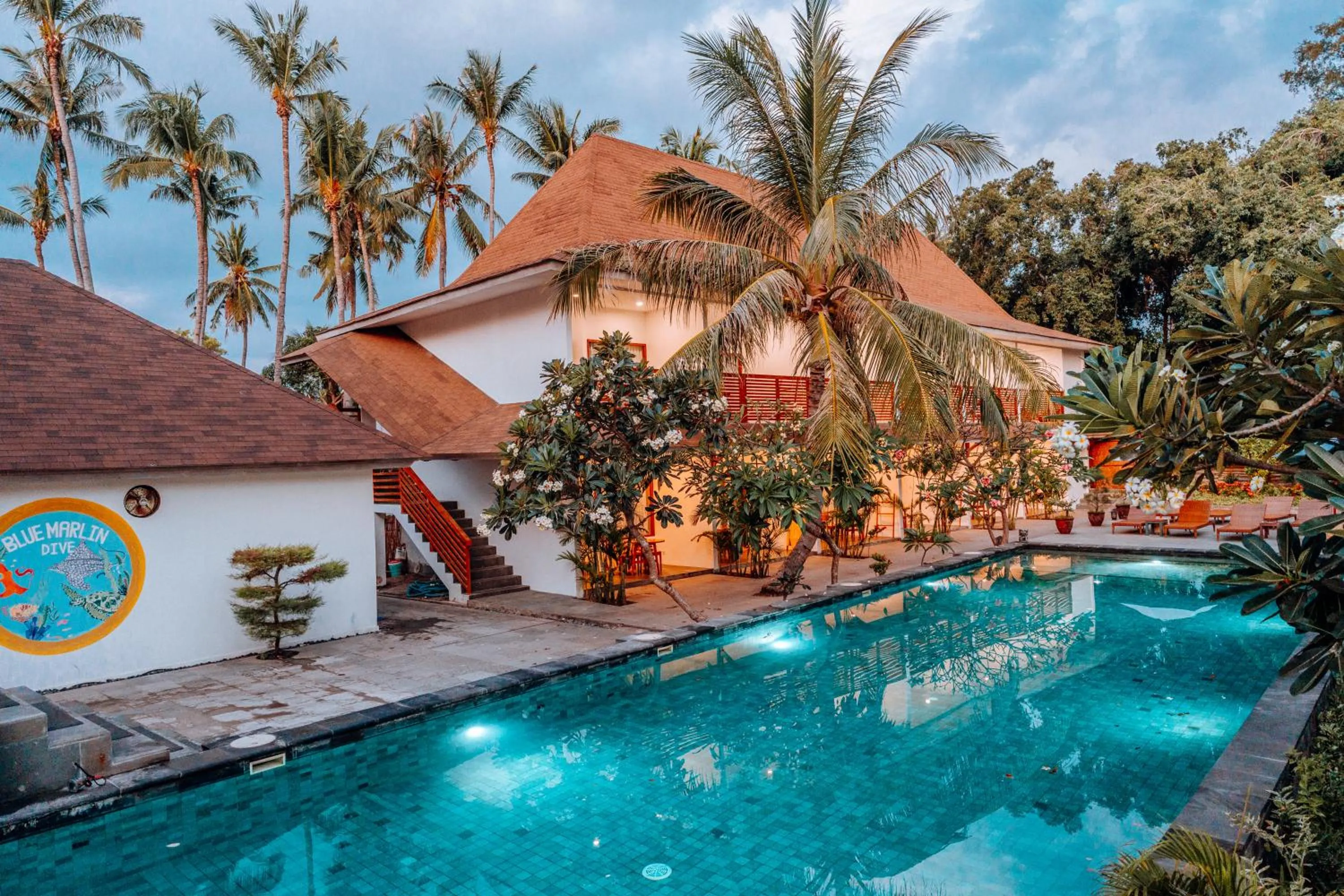 Pool view in Blue Marlin Dive Gili Air