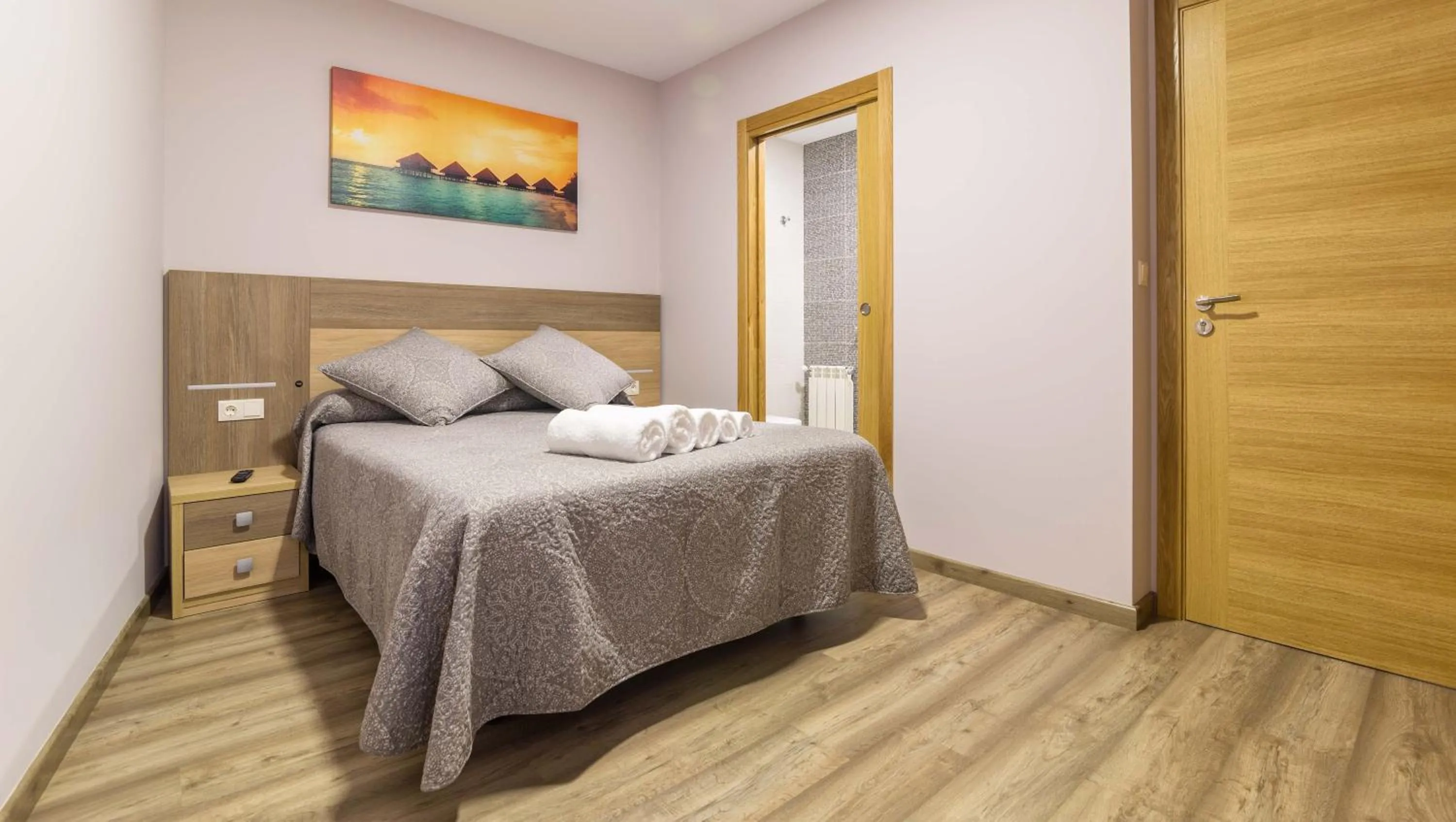 Bathroom, Bed in Pensión Pereiro