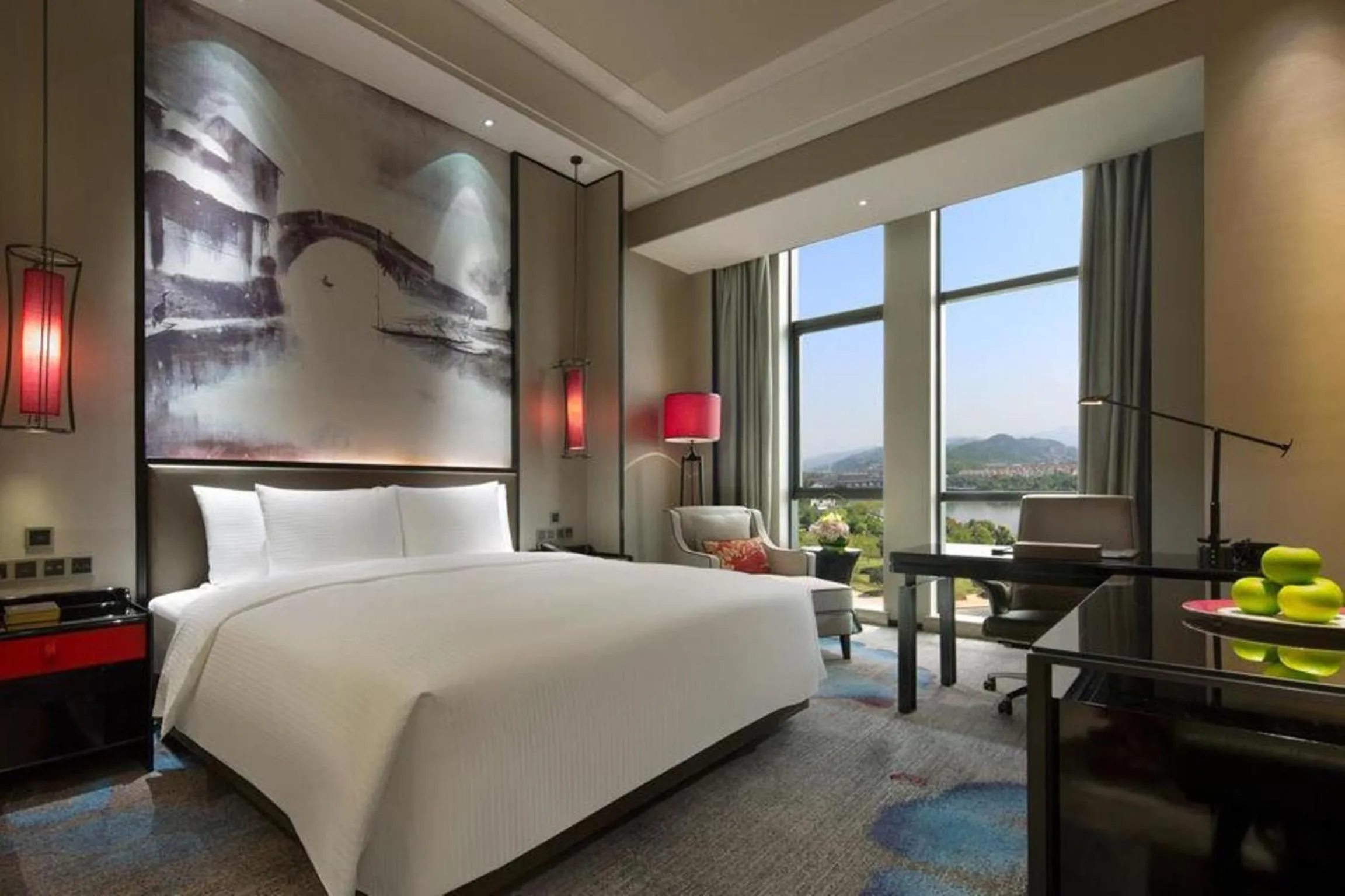 Bedroom, Bed in Wanda Realm Yiwu