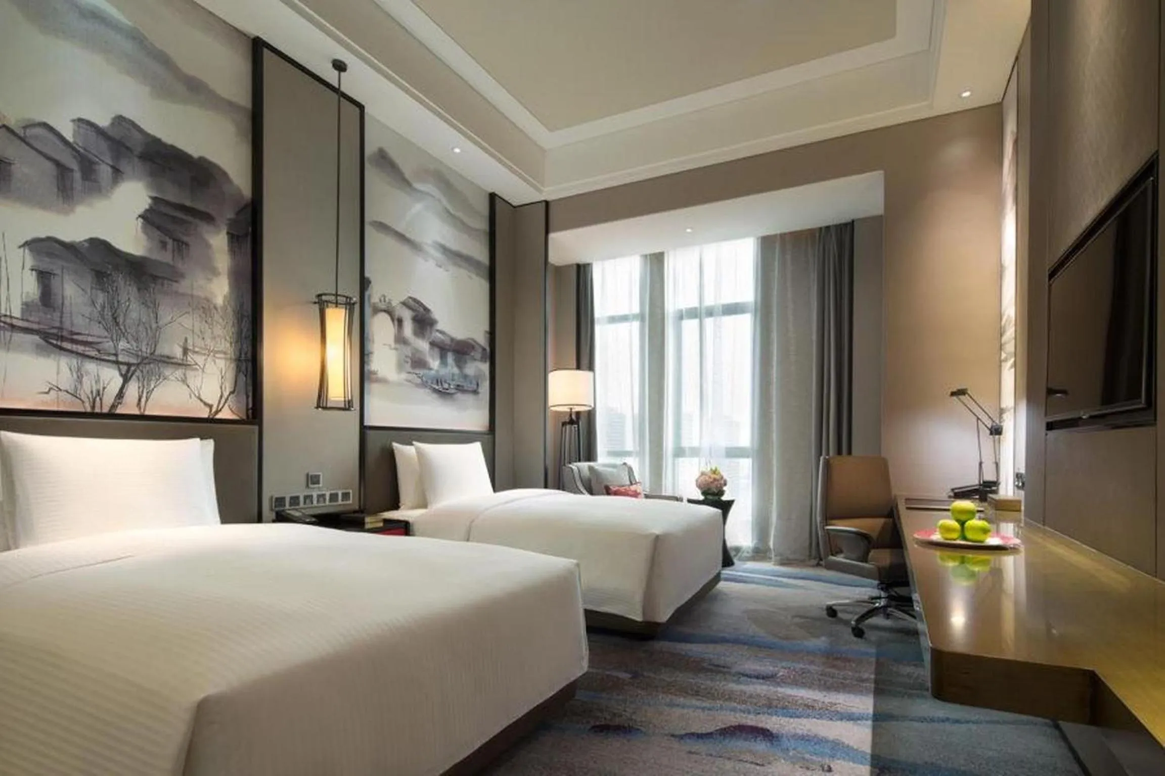 Photo of the whole room, Bed in Wanda Realm Yiwu