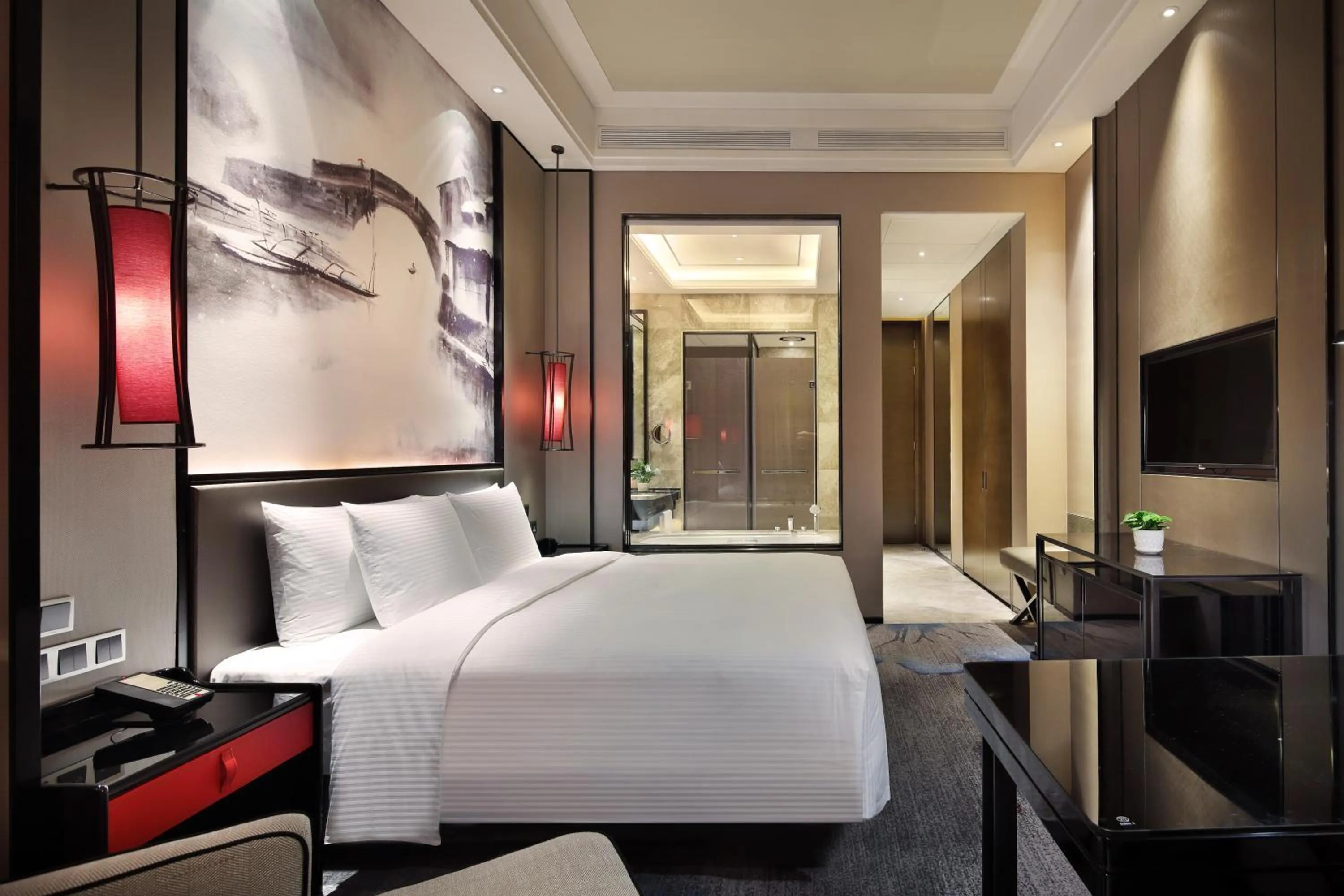 Photo of the whole room, Bed in Wanda Realm Yiwu