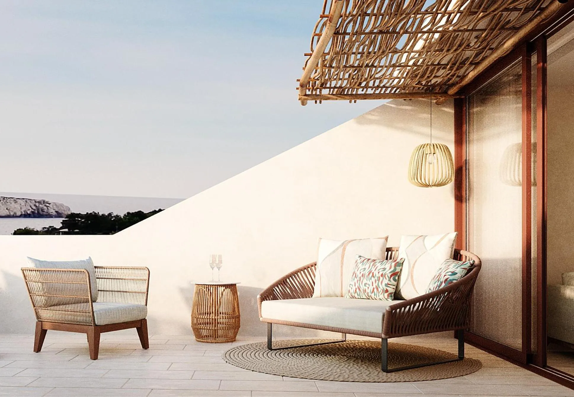 Balcony/Terrace in Cala San Miguel Hotel Ibiza, Curio Collection by Hilton, Adults only