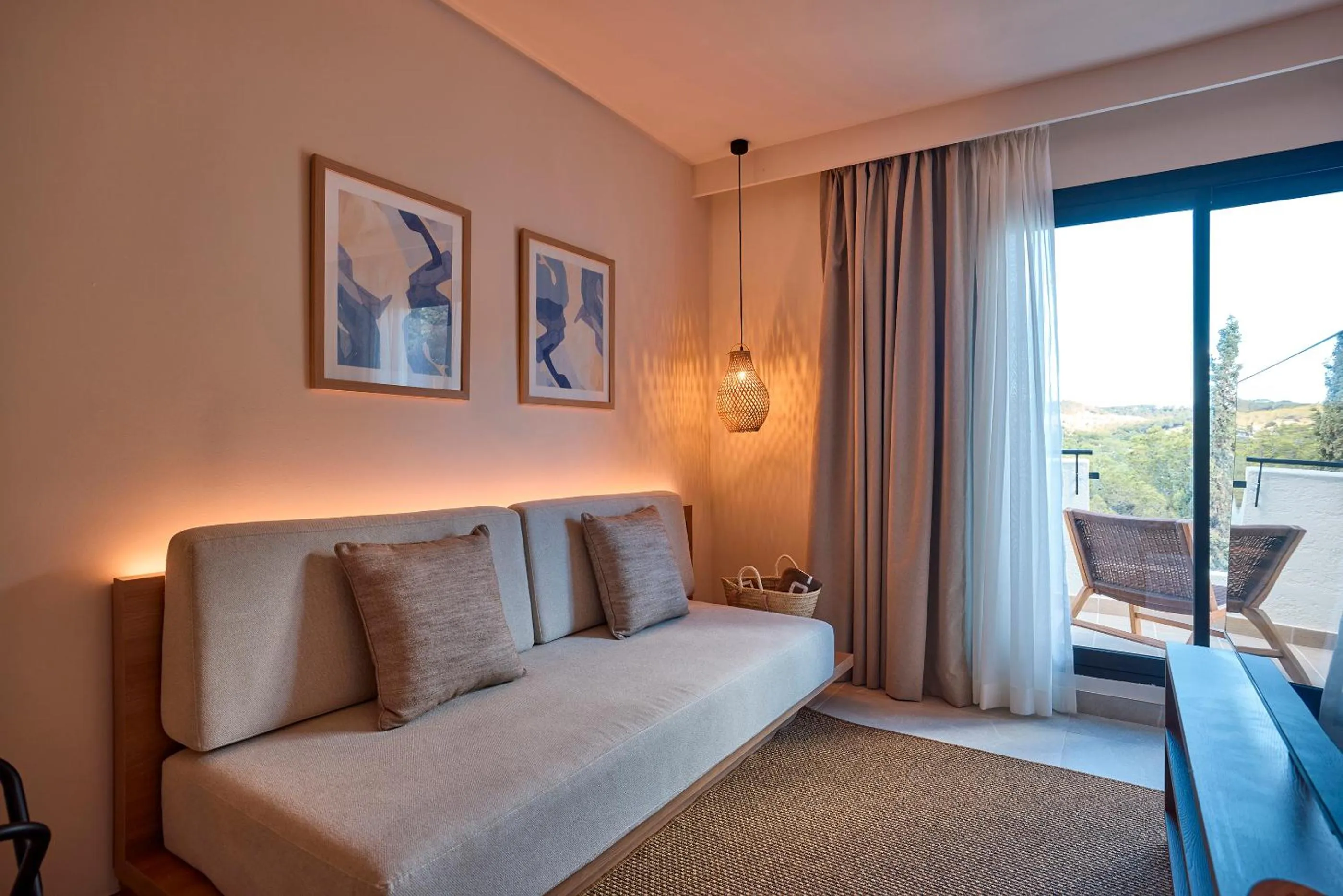 Living room, Bed in Purobeach Resort Santa Ponsa - New Opening