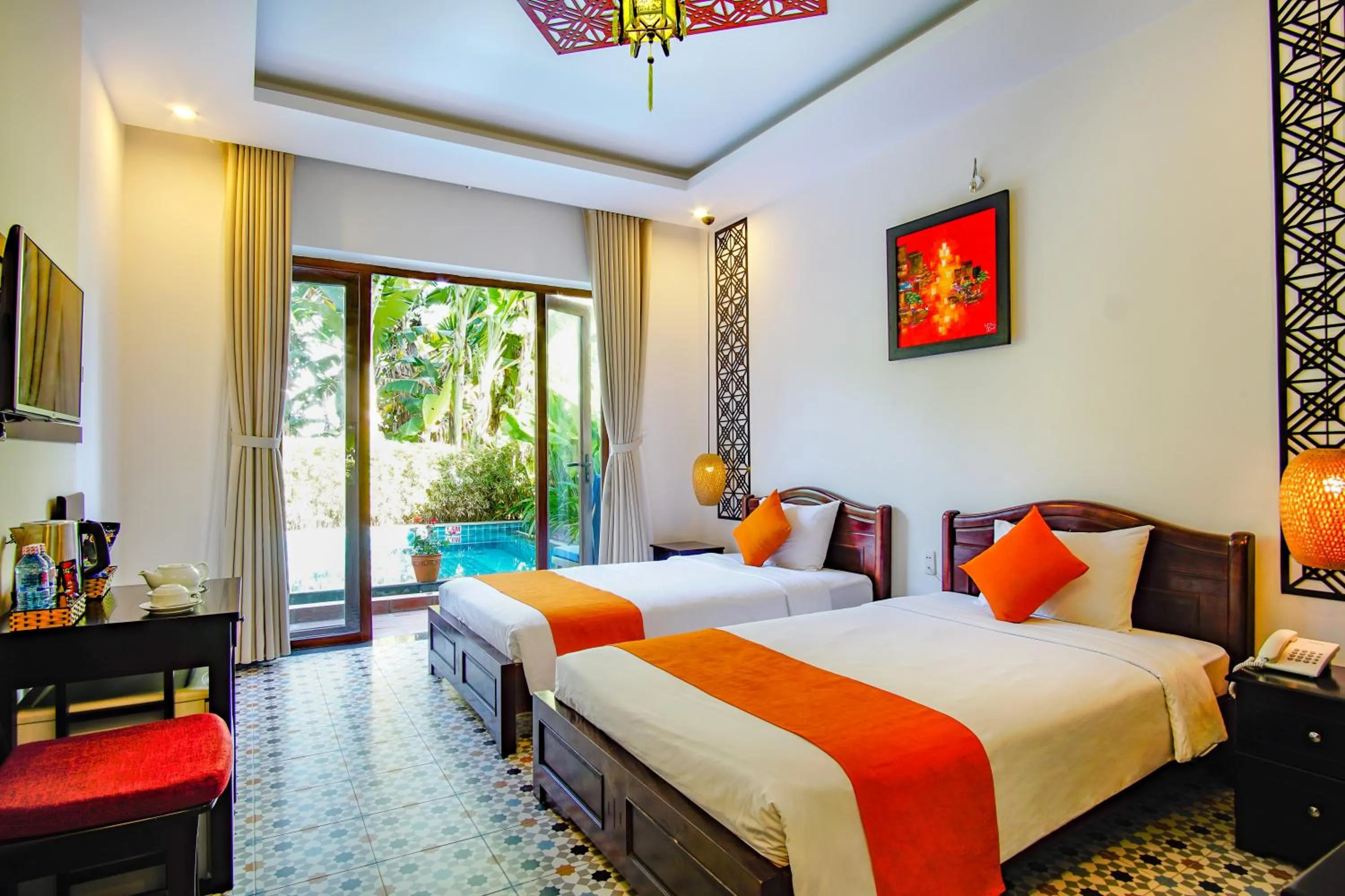 Bedroom, Bed in Rural Scene Villa