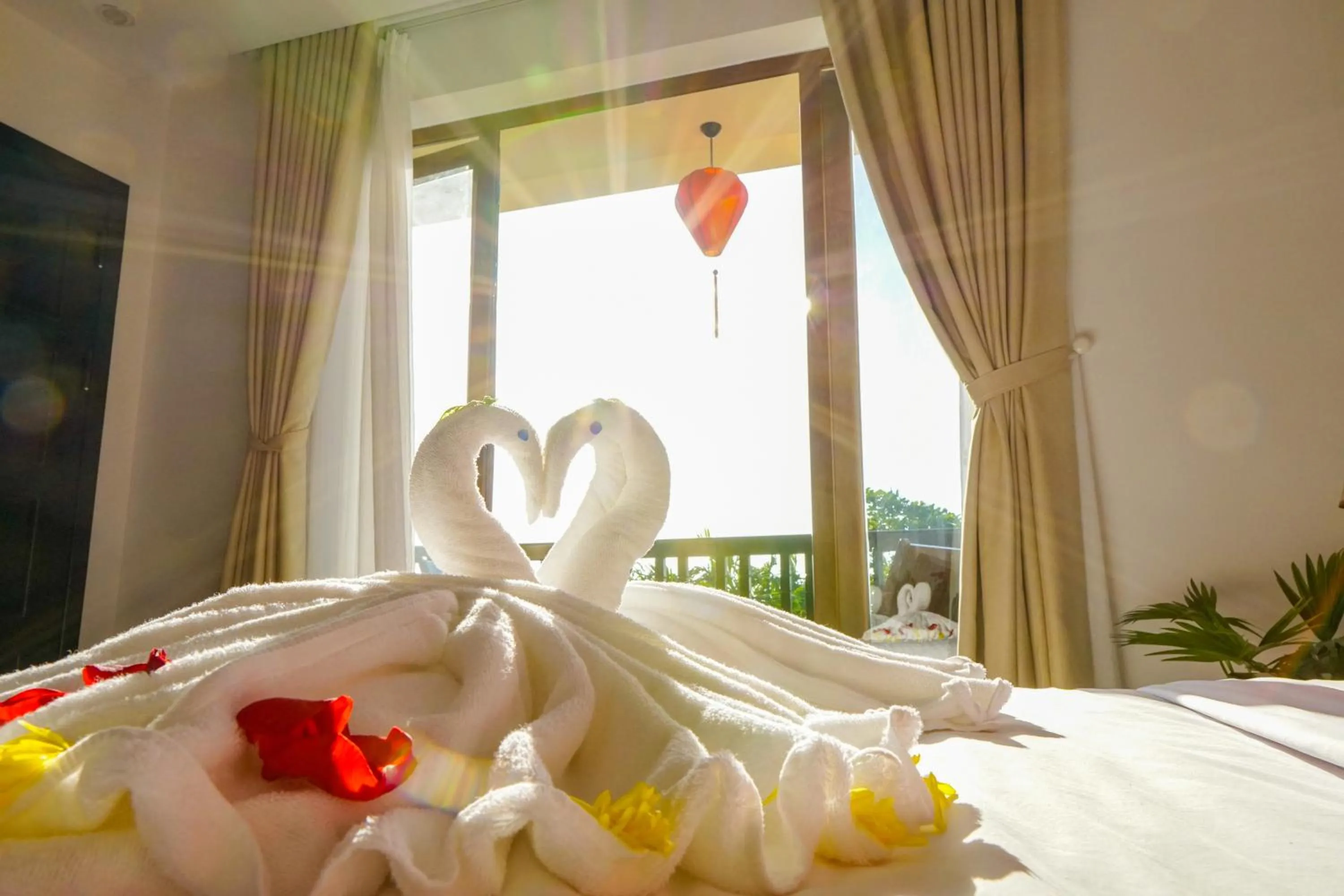 Bed in Rural Scene Villa