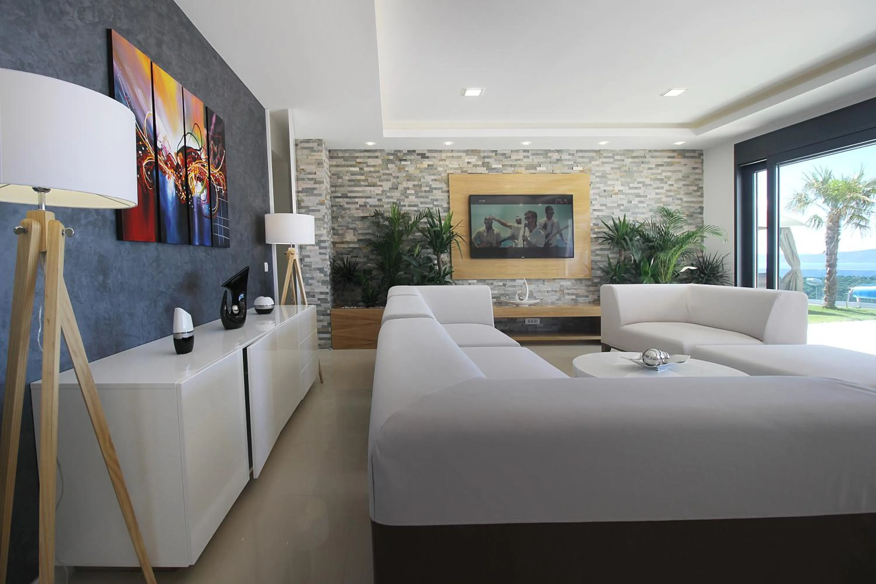 Living room, Bed in Villa Afrodita