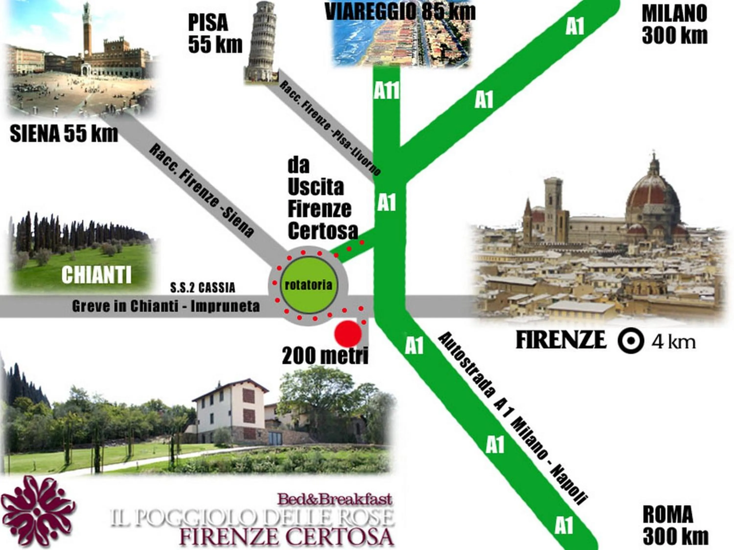 Area and facilities in Il Poggiolo Delle Rose Bed&Breakfast