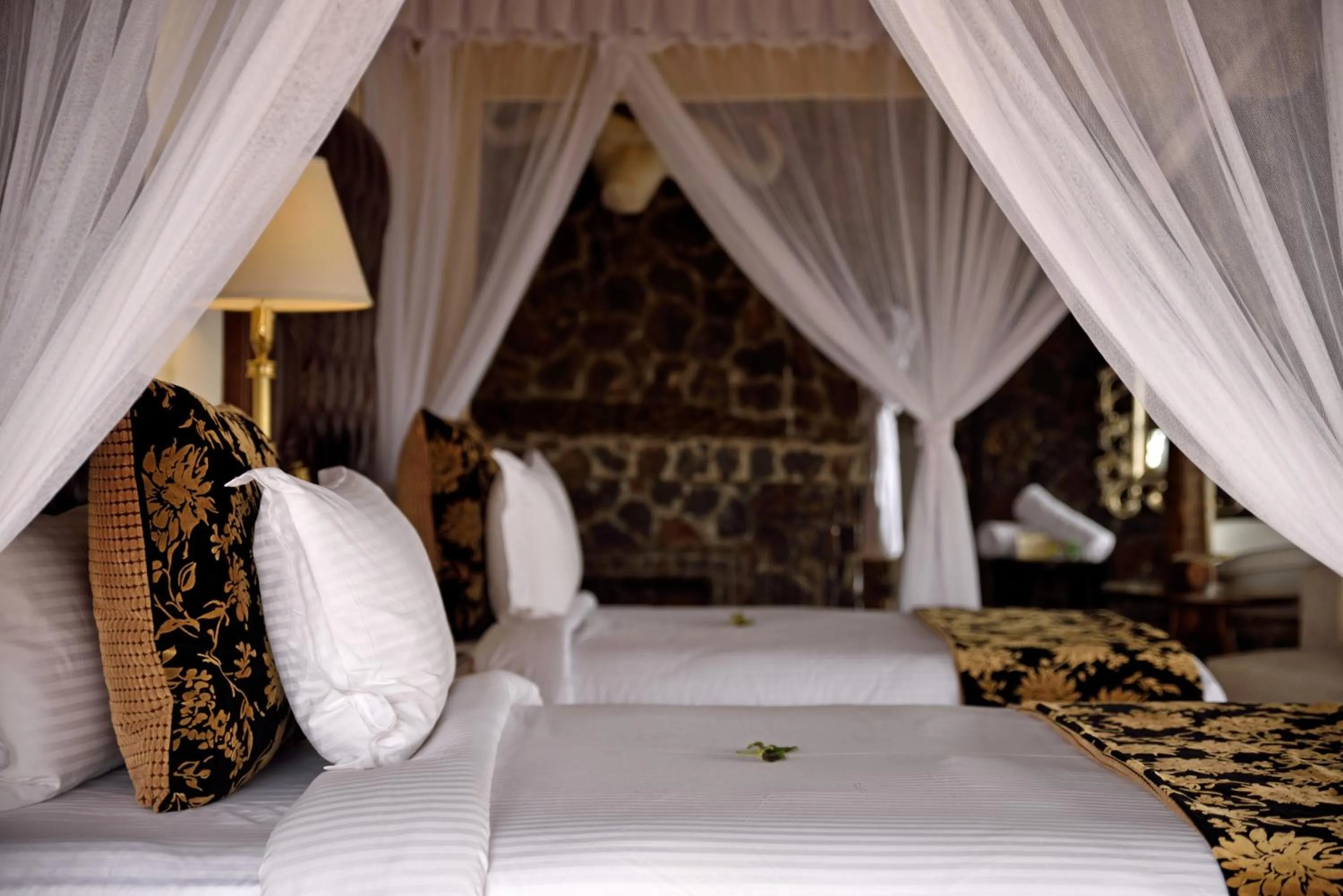 Decorative detail, Bed in Lake Manyara Kilimamoja Lodge