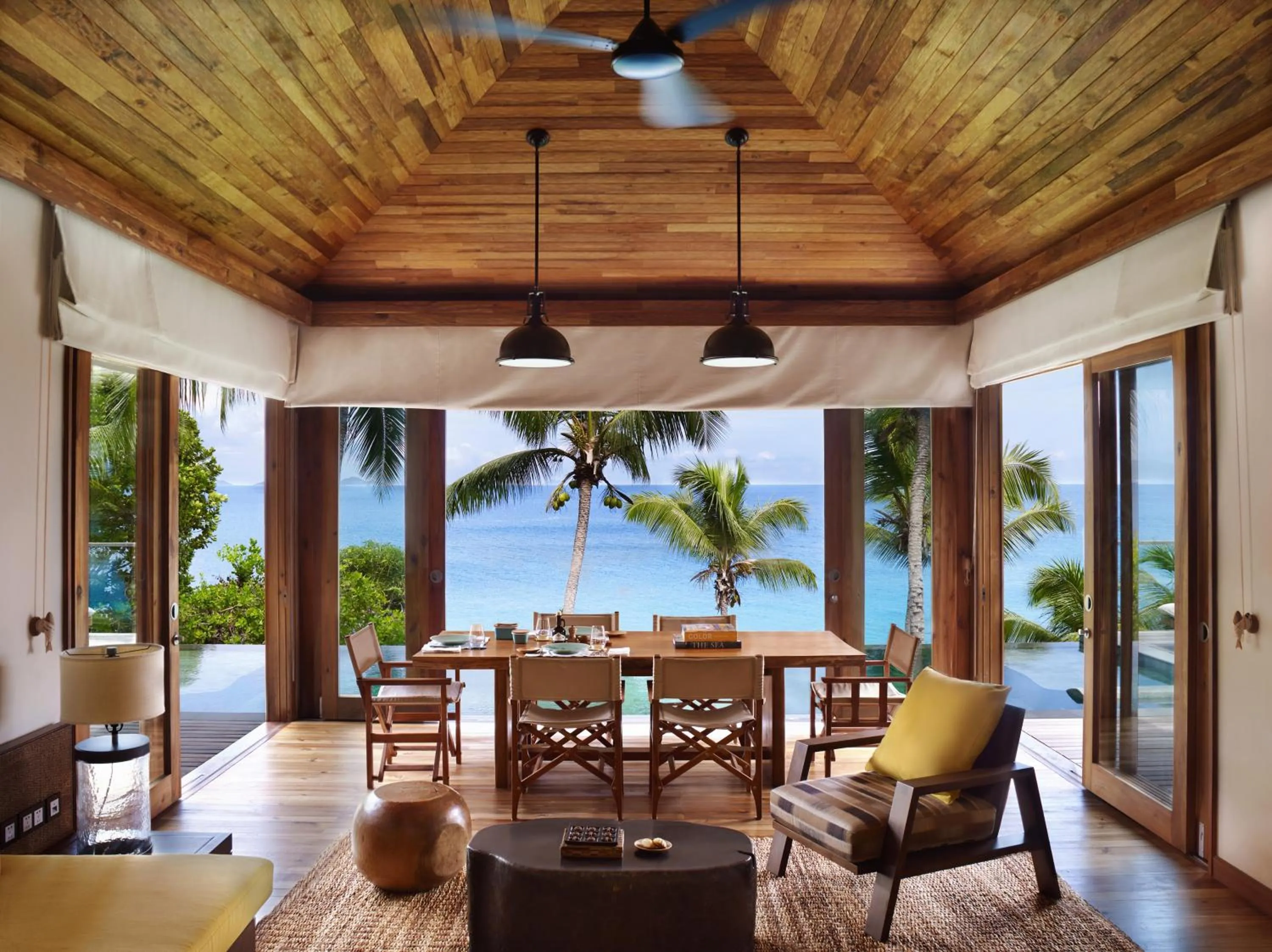 Seating area in Six Senses Zil Pasyon, Seychelles